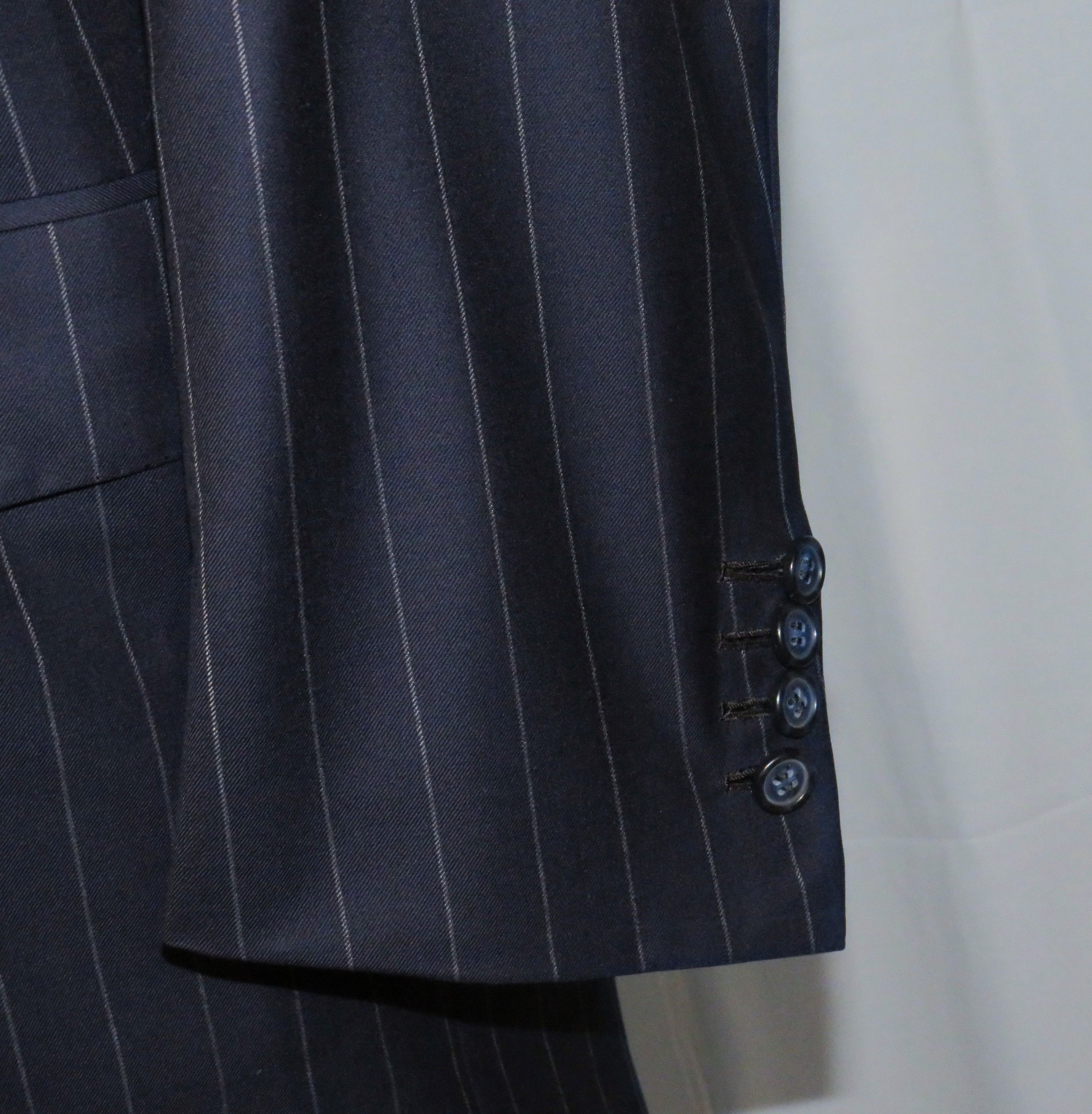 Brioni Super 160 Nomentano Custom Navy Stripe Two Button Suit 42L Size 42L - 9 Thumbnail