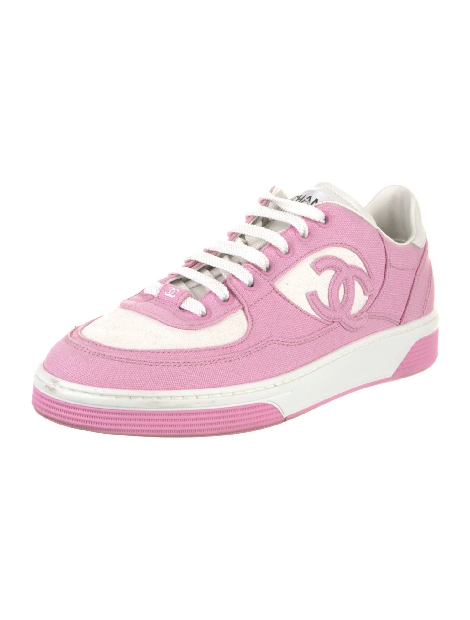 Chanel os11x0126 CC Logo Sneakers in Pink/White Size US 5 / IT 35 - 4 Thumbnail