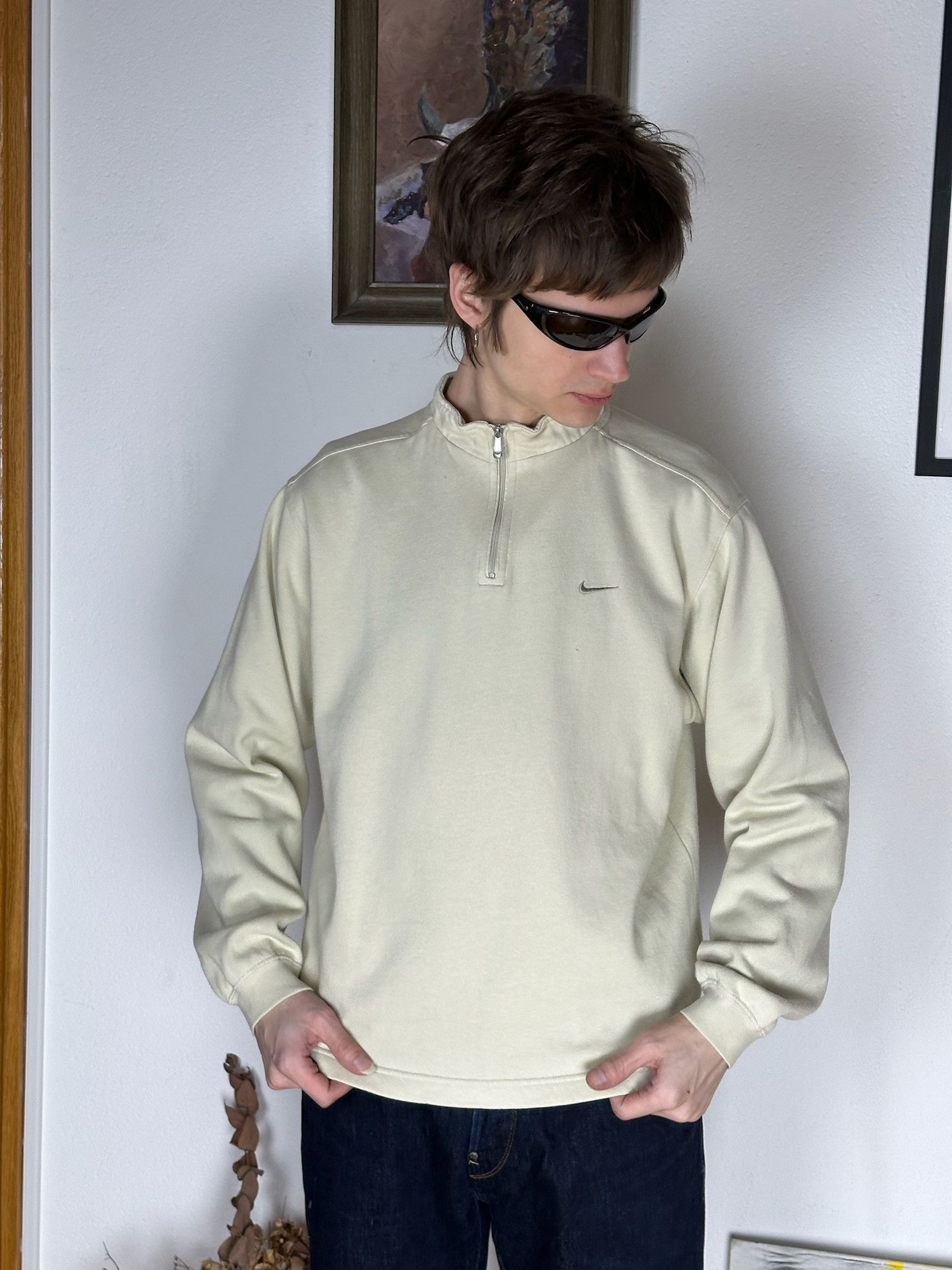 Nike Vintage y2k Nike Cream Beige Sweatshirt Size US M / EU 48-50 / 2 - 4 Thumbnail