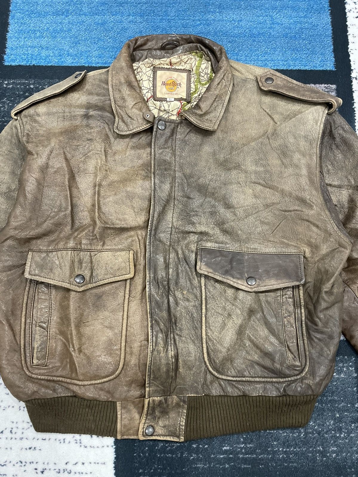 Hard Rock Cafe Vintage Hard Rock Cafe Leather Bomber Jacket Size US L / EU 52-54 / 3 - 5 Thumbnail