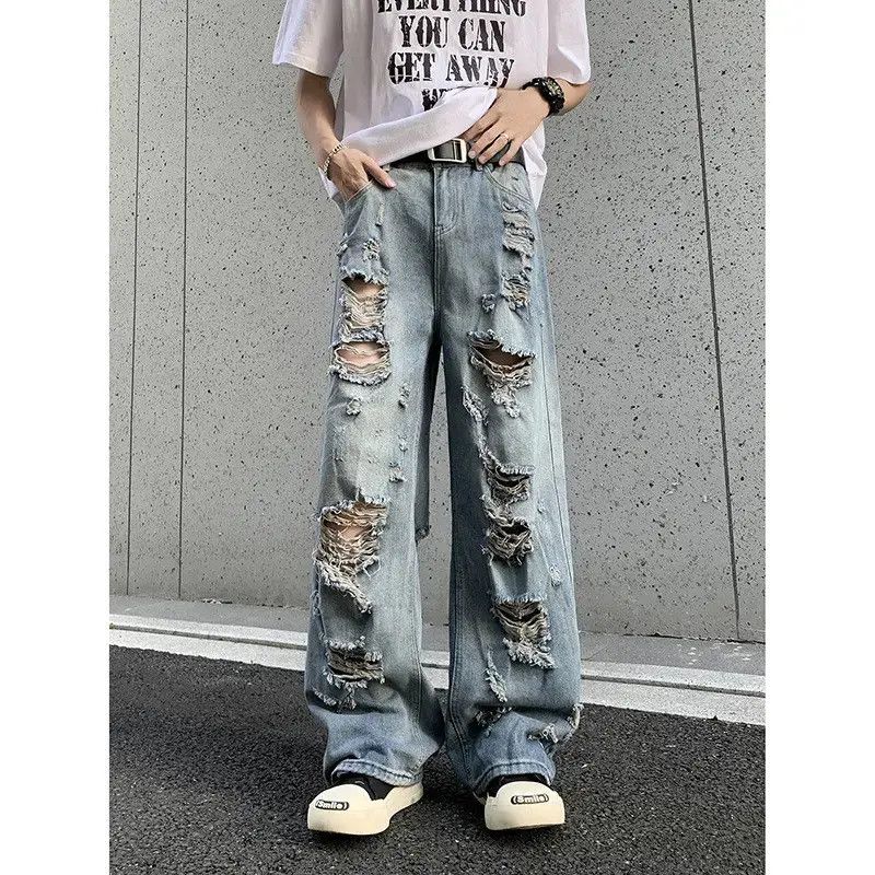 Japanese Brand Retro hip-hop wide leg ripped jeans Size US 32 / EU 48 - 1 Thumbnail