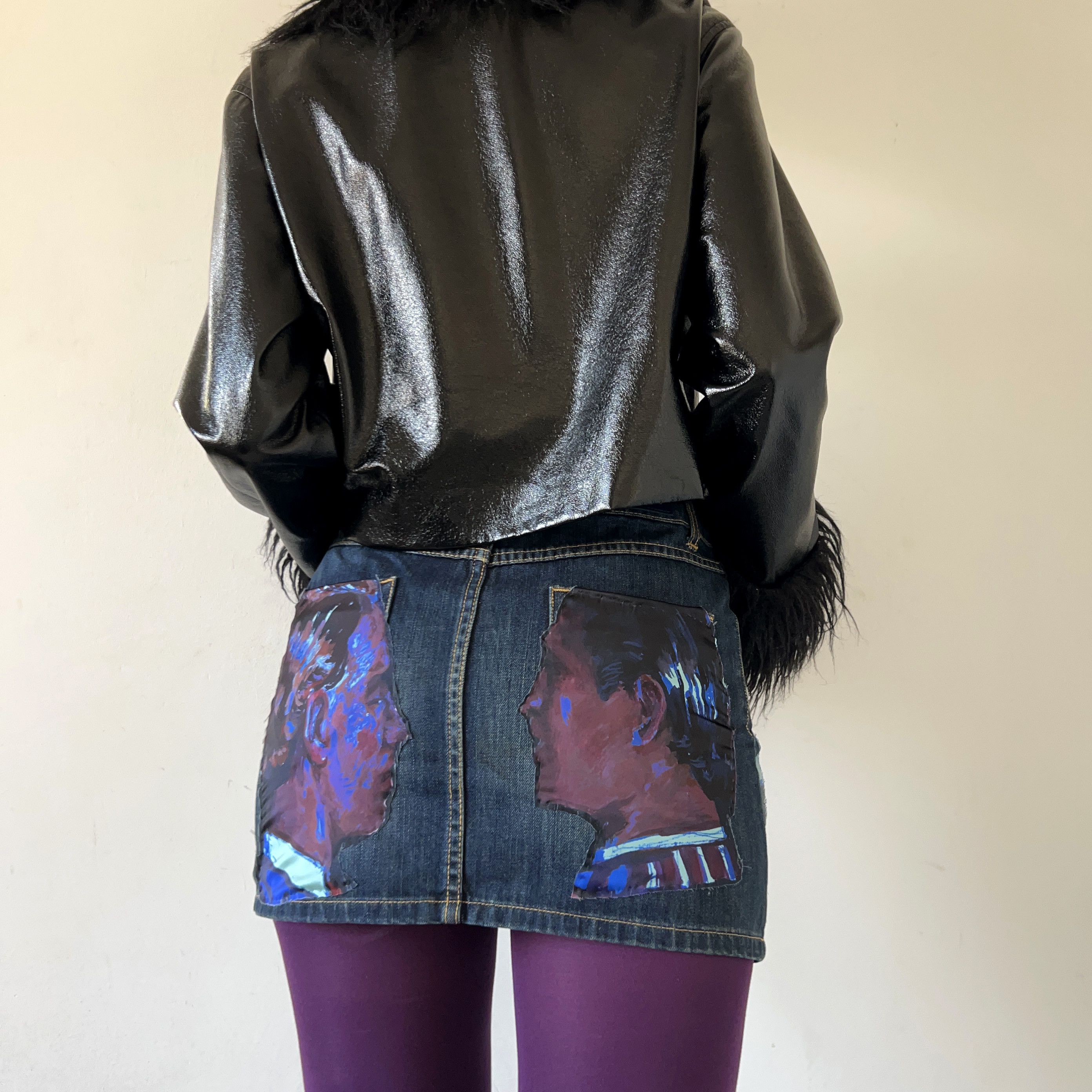 Custommade Custom Graphic Print Reworked Denim Skirt Size 27" / US 4 / IT 40 - 2 Thumbnail