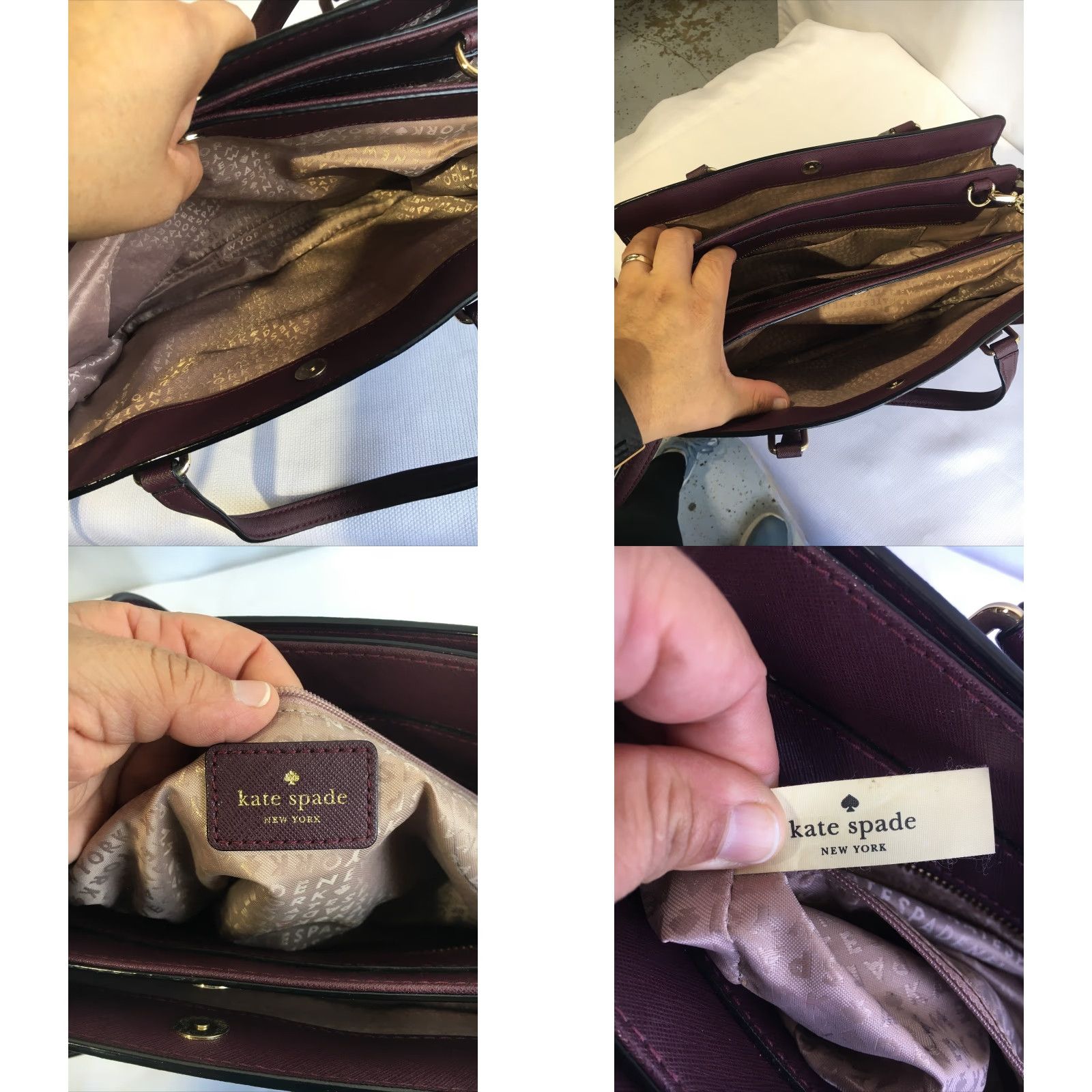 Vintage kate spade new york Laurel Handbag Satchel Burgundy WKRU5392 Shoulder Strap Medium Womens Size ONE SIZE - 8 Thumbnail