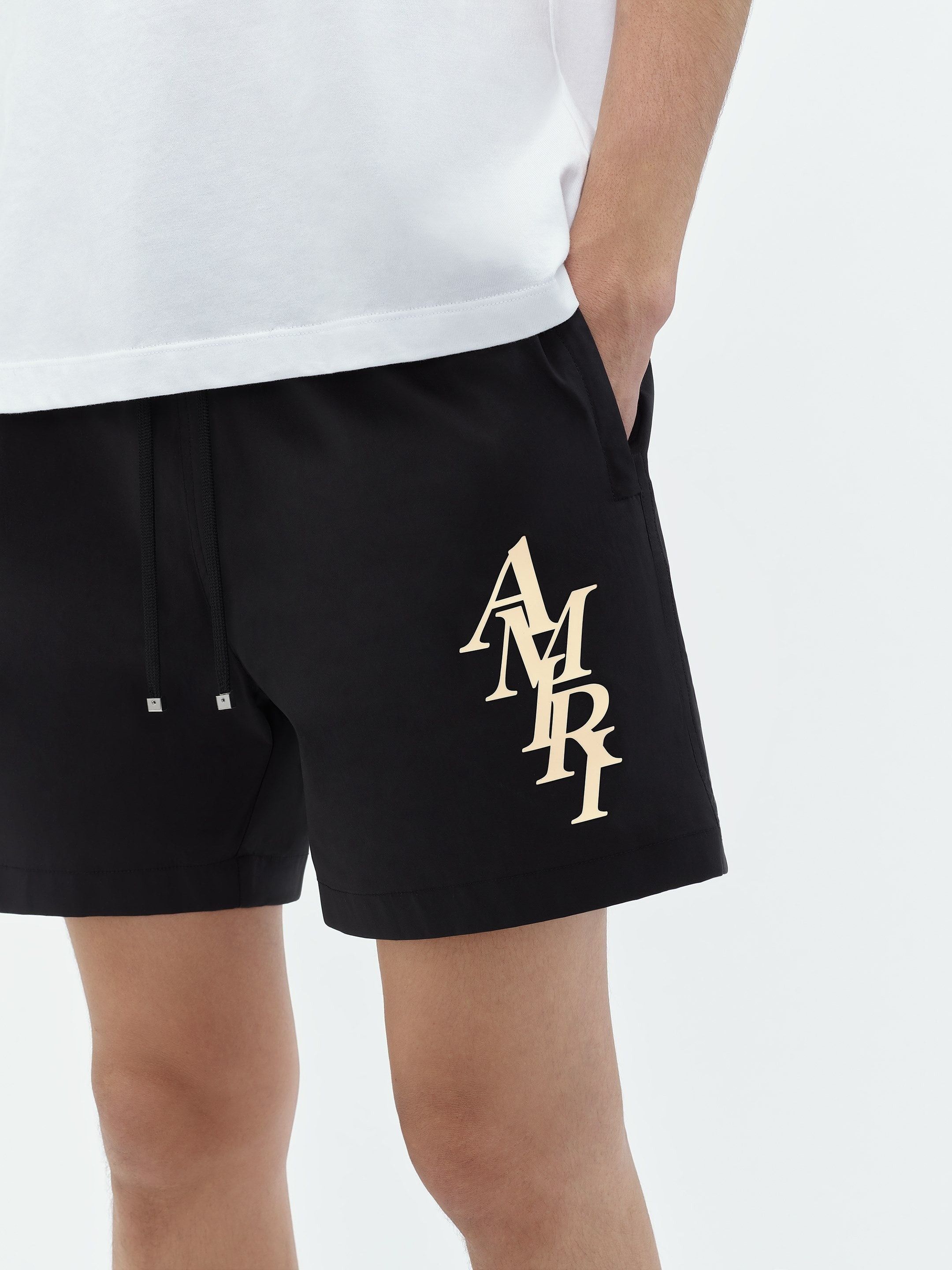 Amiri oc11z0425 Stack Swim Trunk Shorts in Black Size US 28 / EU 44 - 7 Thumbnail