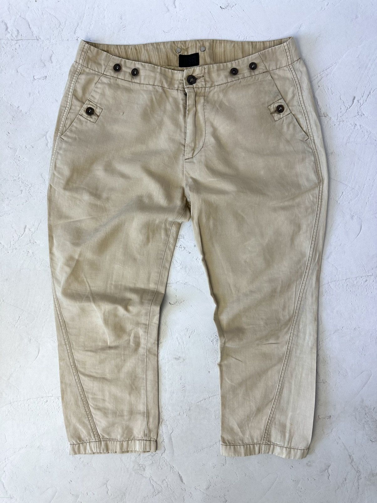 Diesel × Vintage Y2K Vintage Diesel Buttons Yellow Cropped Pants Size 27" / US 4 / IT 40 - 1 Thumbnail