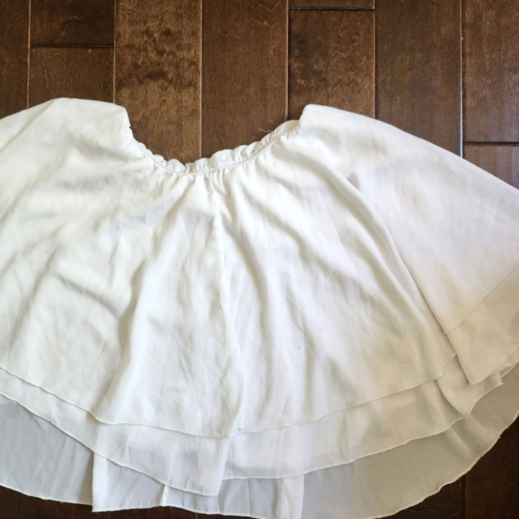 Vintage Lyaner Women's White Layered Skirt Short L Regular XS? (Wait) Size 36" / US 14 / IT 50 - 4 Thumbnail