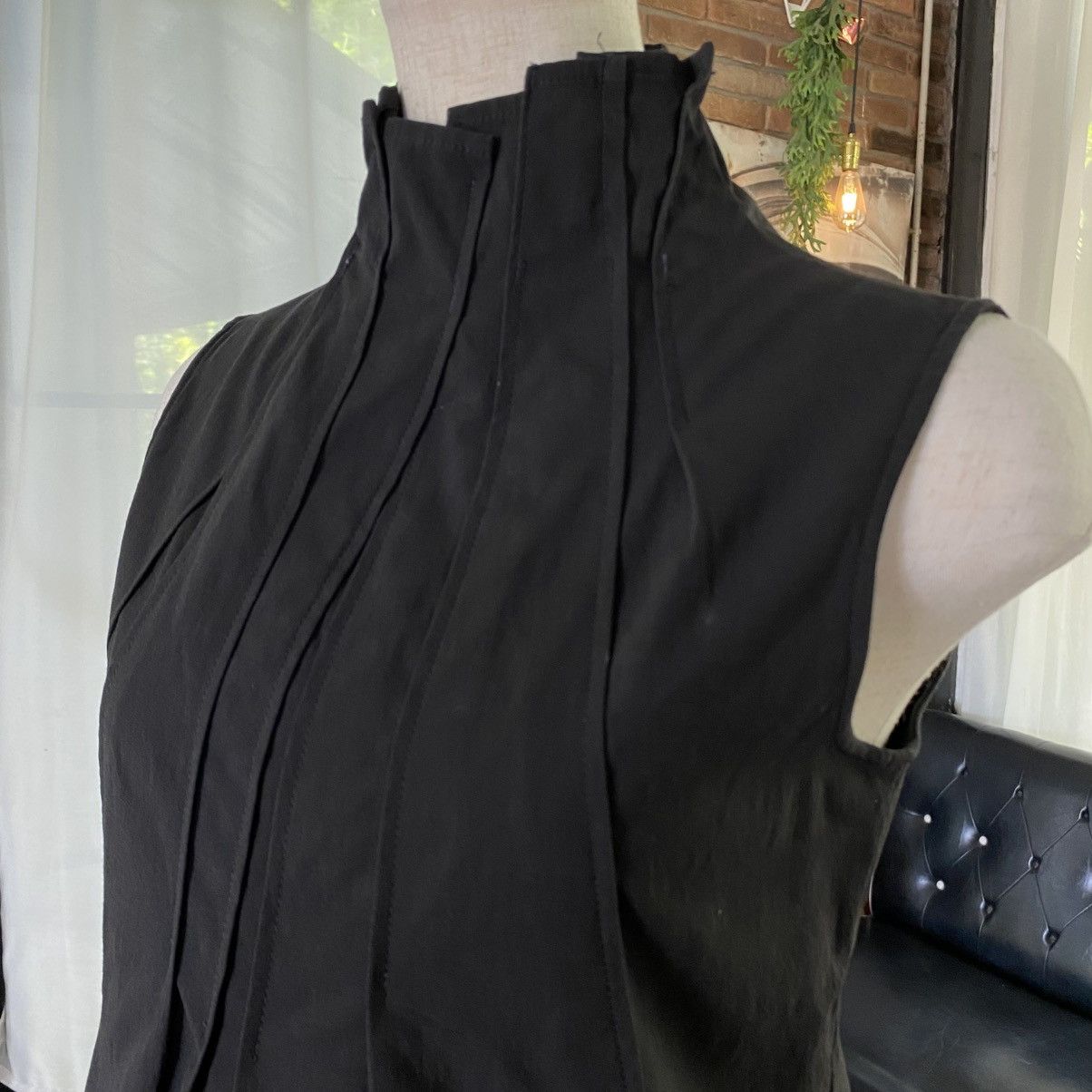 Japanese Brand A/T Black Pleated High Neck Top Size M / US 6-8 / IT 42-44 - 5 Thumbnail