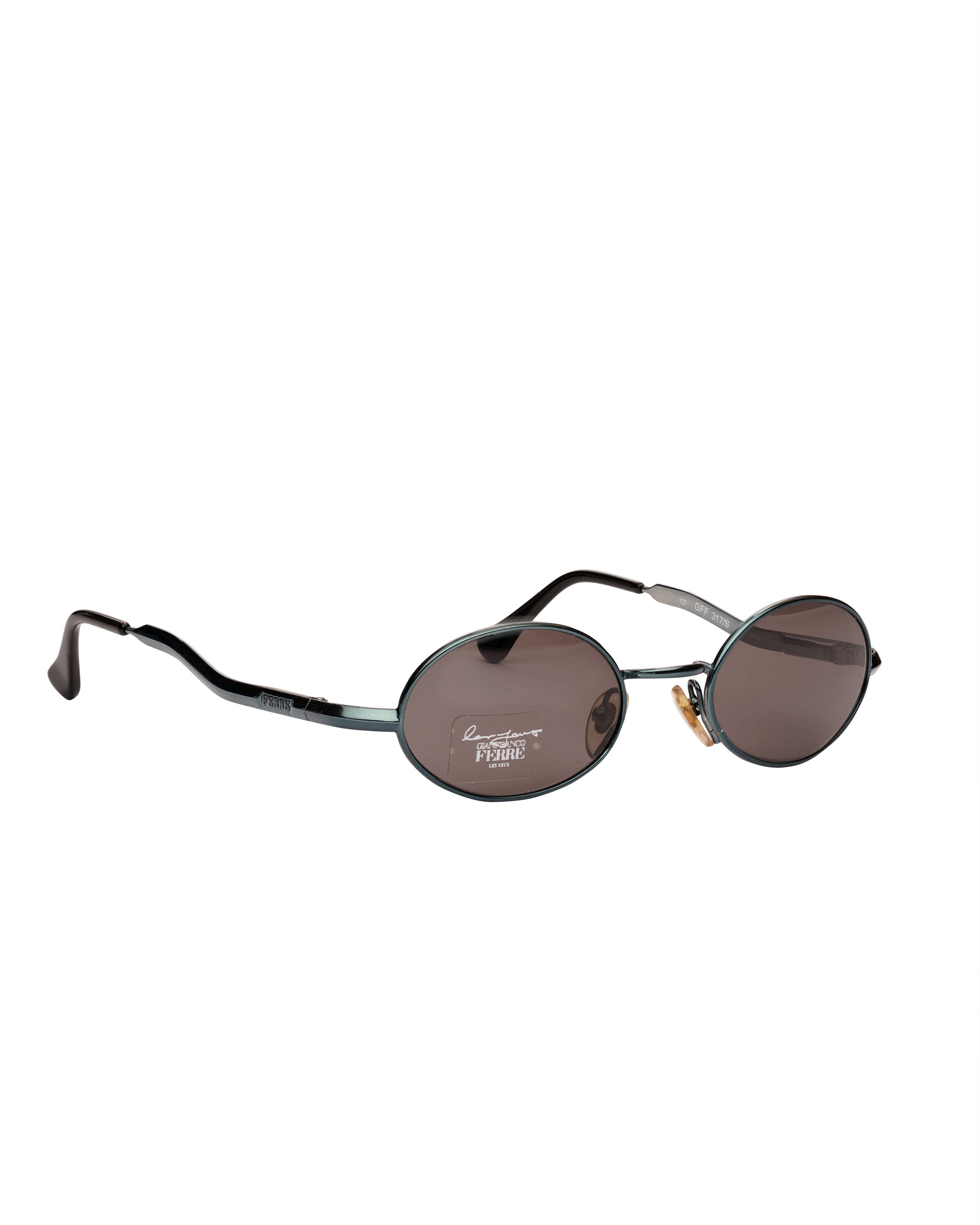 Gianfranco Ferre Gianfranco Ferre '90s Bottle Green Metal Oval Sunglasses Size ONE SIZE - 1 Thumbnail