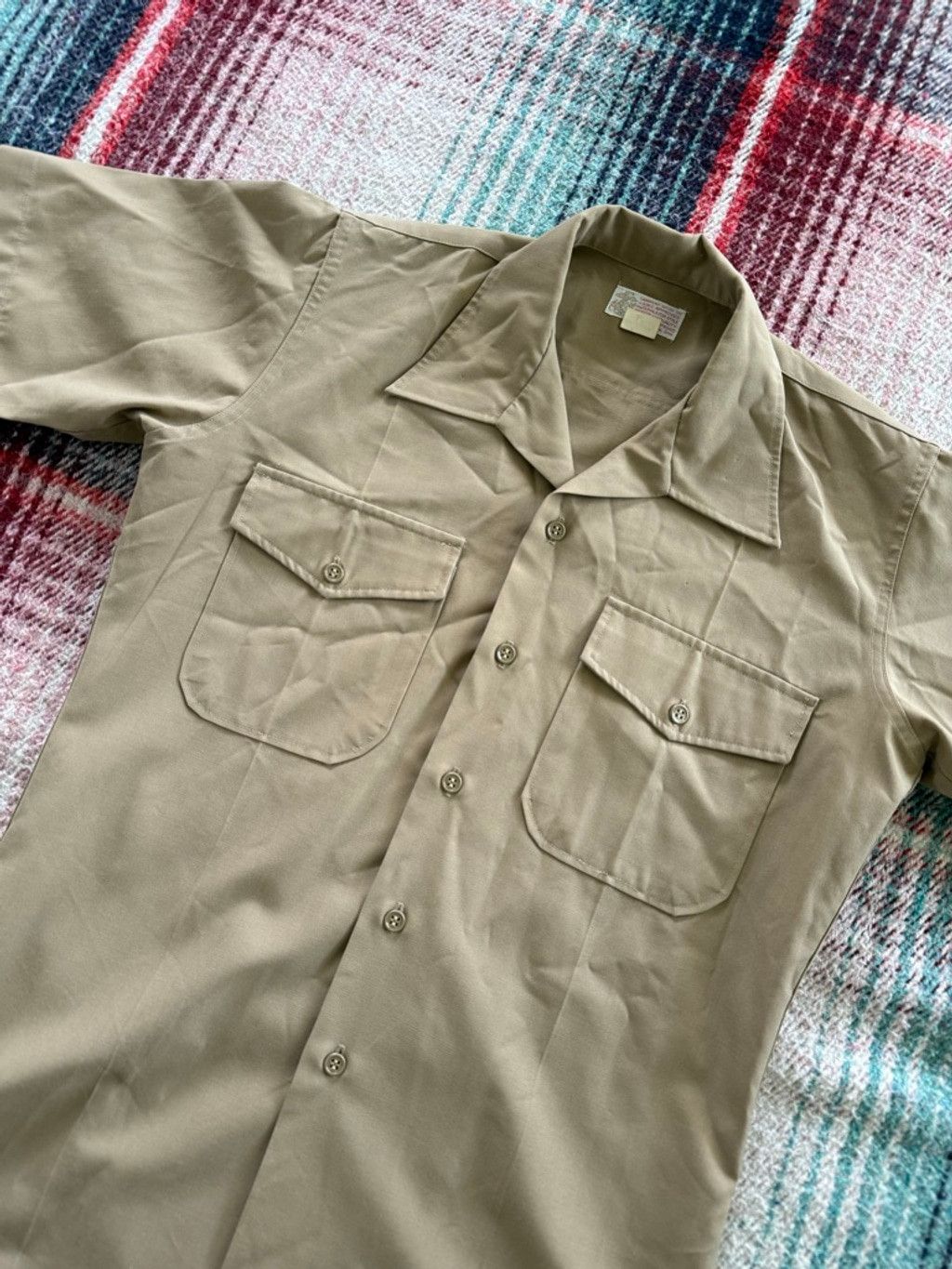 Vintage Vintage 70s USMC Tan CPO Military Short Sleeve Officer’s Shi Size US M / EU 48-50 / 2 - 2 Thumbnail