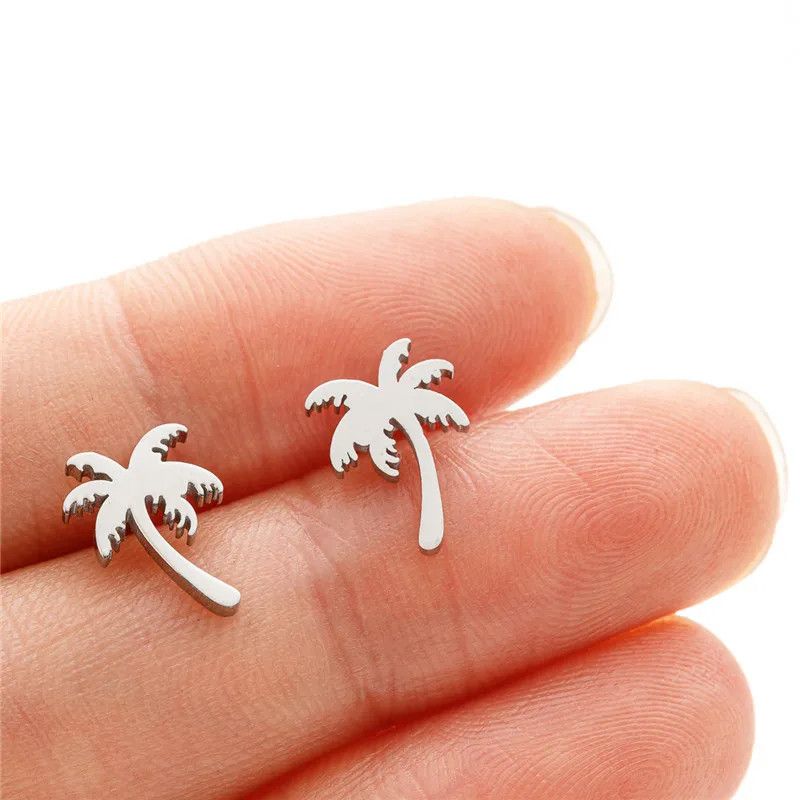 Jewelry Mini Coconut Tree Stud Earrings Charm Earring Gift Size ONE SIZE - 1 Thumbnail