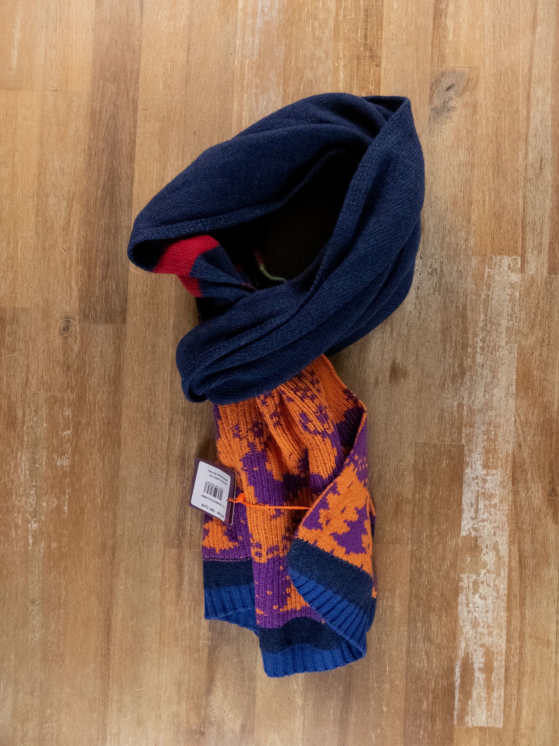 Other GALLO navy blue striped deer motif wool cashmere scarf Size ONE SIZE - 5 Thumbnail