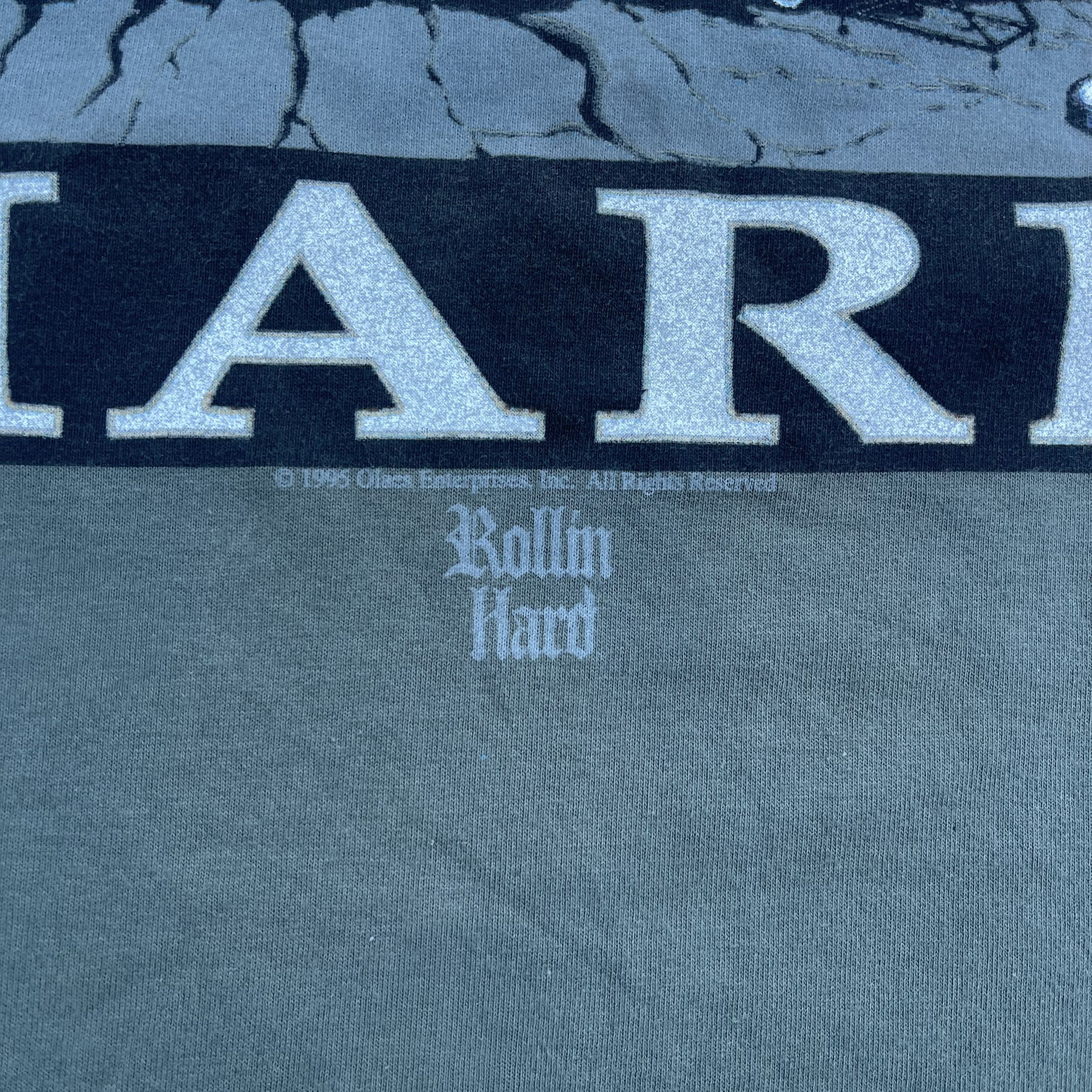 Vintage 1995 Rollin Hard Hitting Hard Chicano T-shirt Size US XL / EU 56 / 4 - 5 Thumbnail