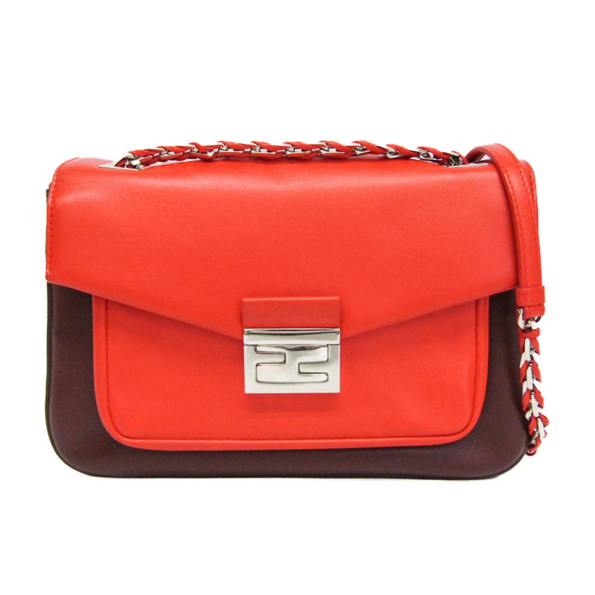 Fendi Fendi 8BR677 Women's Leather Shoulder Bag Red Color,Wine Size ONE SIZE - 1 Thumbnail
