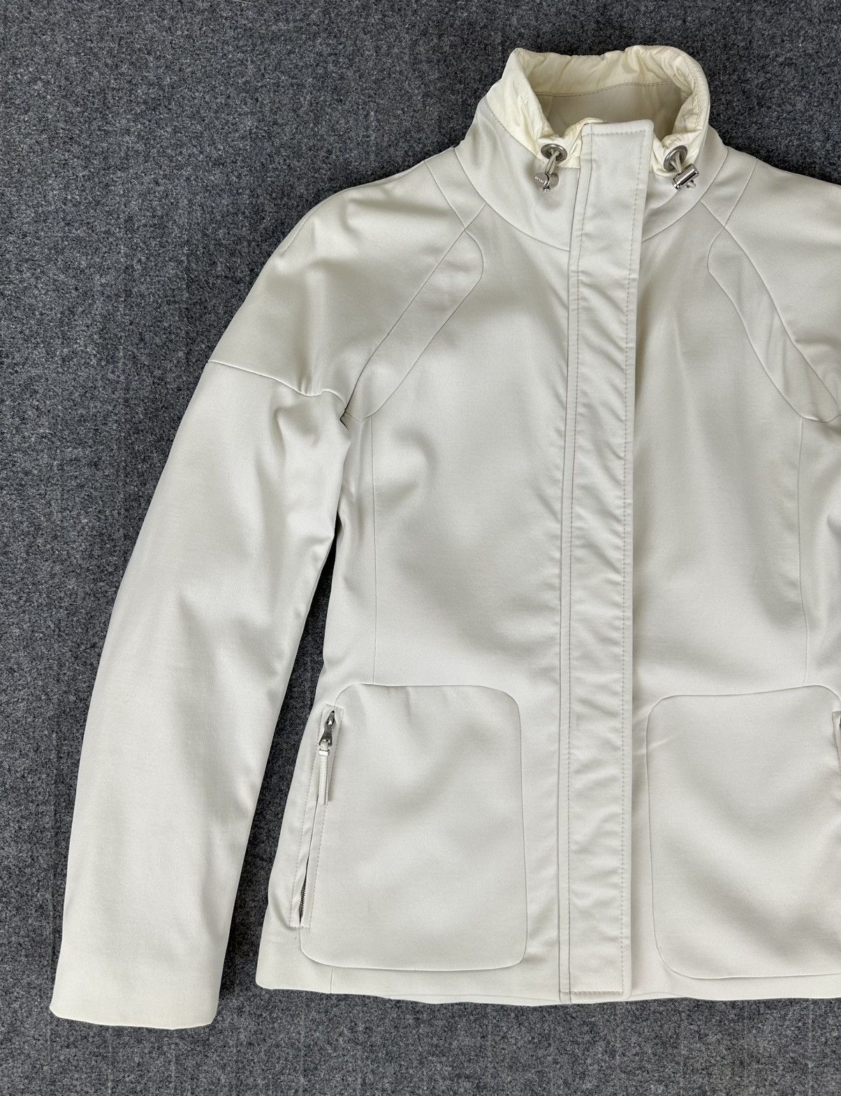Prada Prada - S/S1999 Zip-Up Soft Shell Rider Jacket - Ivory White Size M / US 6-8 / IT 42-44 - 3 Thumbnail