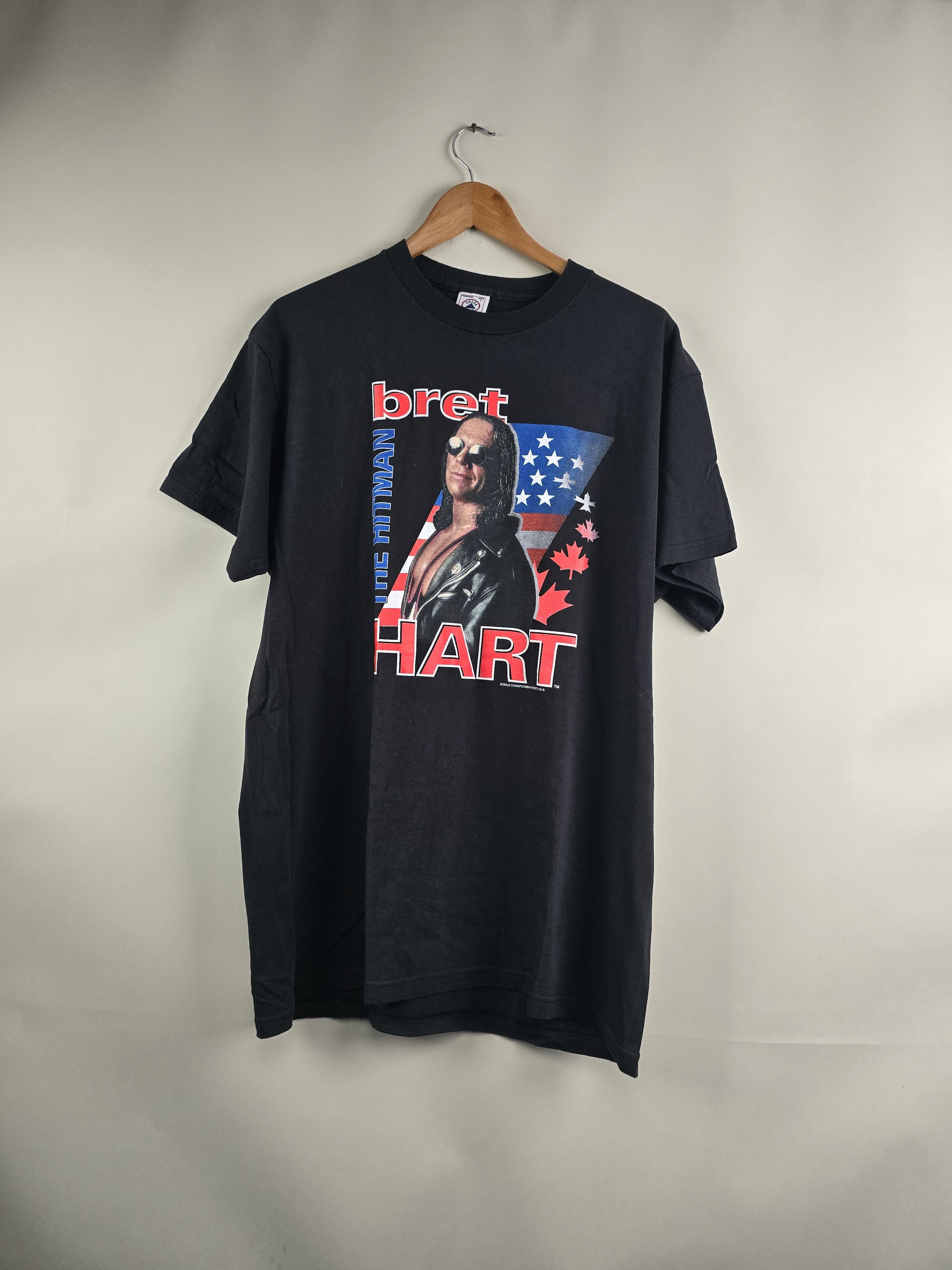 Vintage × WWE × WWF 90s WWE Bret Hart The Hitman Wrestling Tee L 22" 31" Size US L / EU 52-54 / 3 - 6 Thumbnail