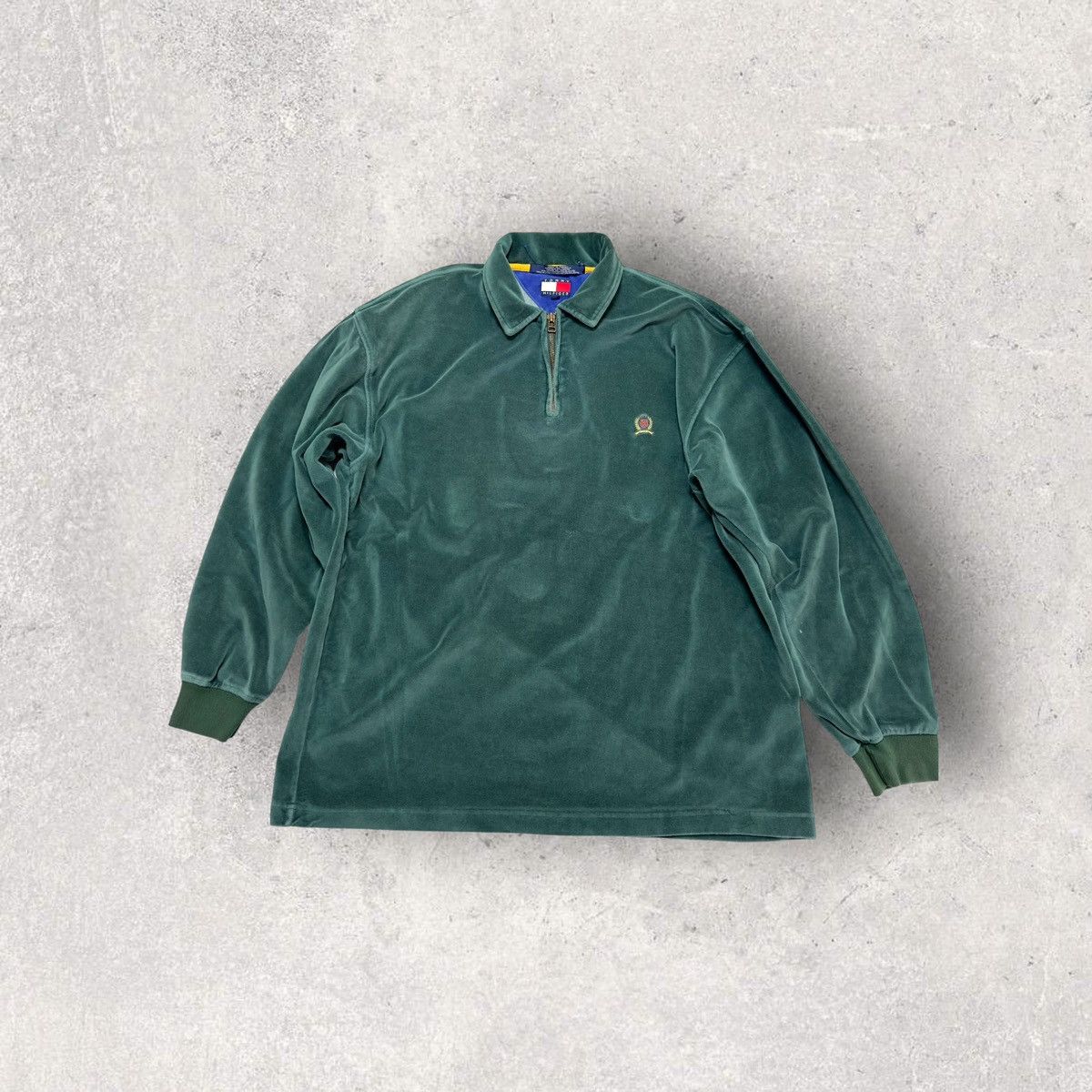 Tommy Hilfiger × Vintage Vintage Tommy Hilfiger velour sweatshirt Size US L / EU 52-54 / 3 - 1 Thumbnail