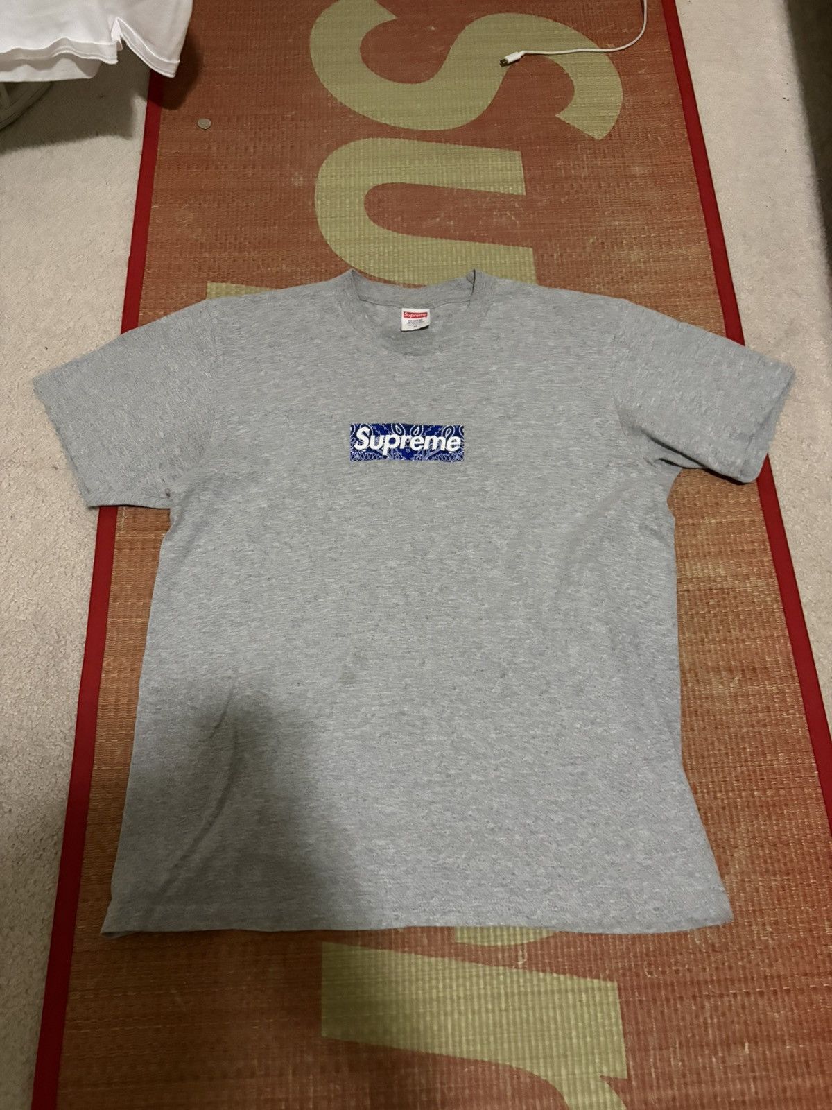 Supreme Supreme Bandana Box Logo Tee Grey Medium | Grailed