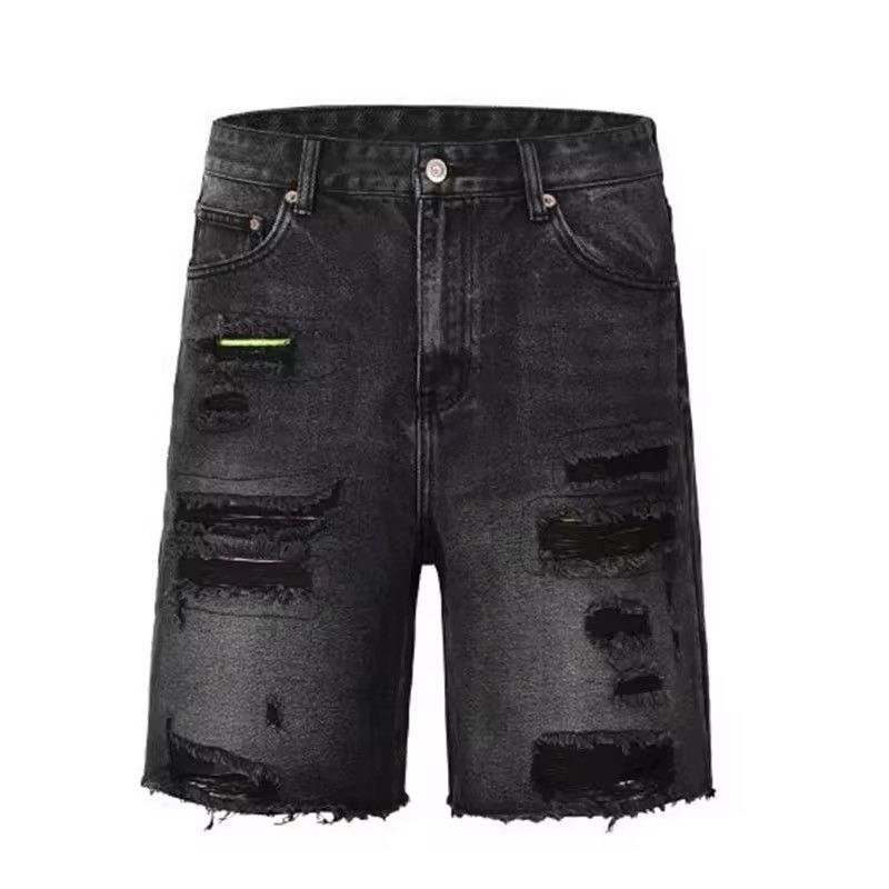 Sandy Black Distressed Damaged Style Jorts Shorts
