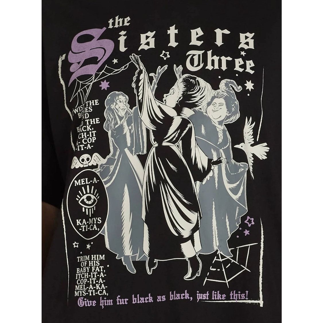 Disney Hocus Pocus Movie 3 Sisters Black Graphic T-Shirt Tee Top Size XXS / US 00 / IT 34 - 2 Thumbnail