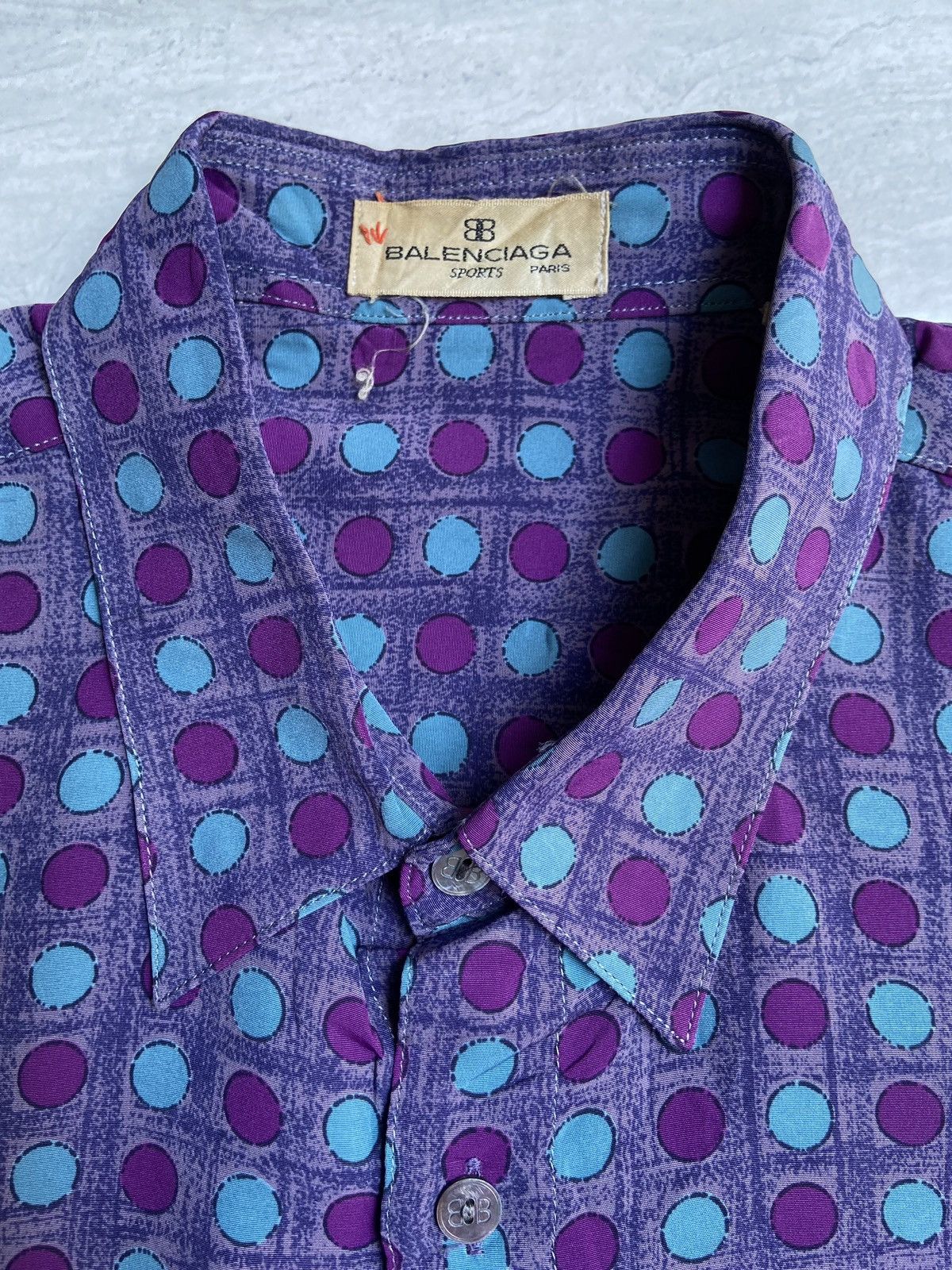 Balenciaga BALENCIAGA Purple Polkadot Patterned Shirt Size US L / EU 52-54 / 3 - 12 Thumbnail