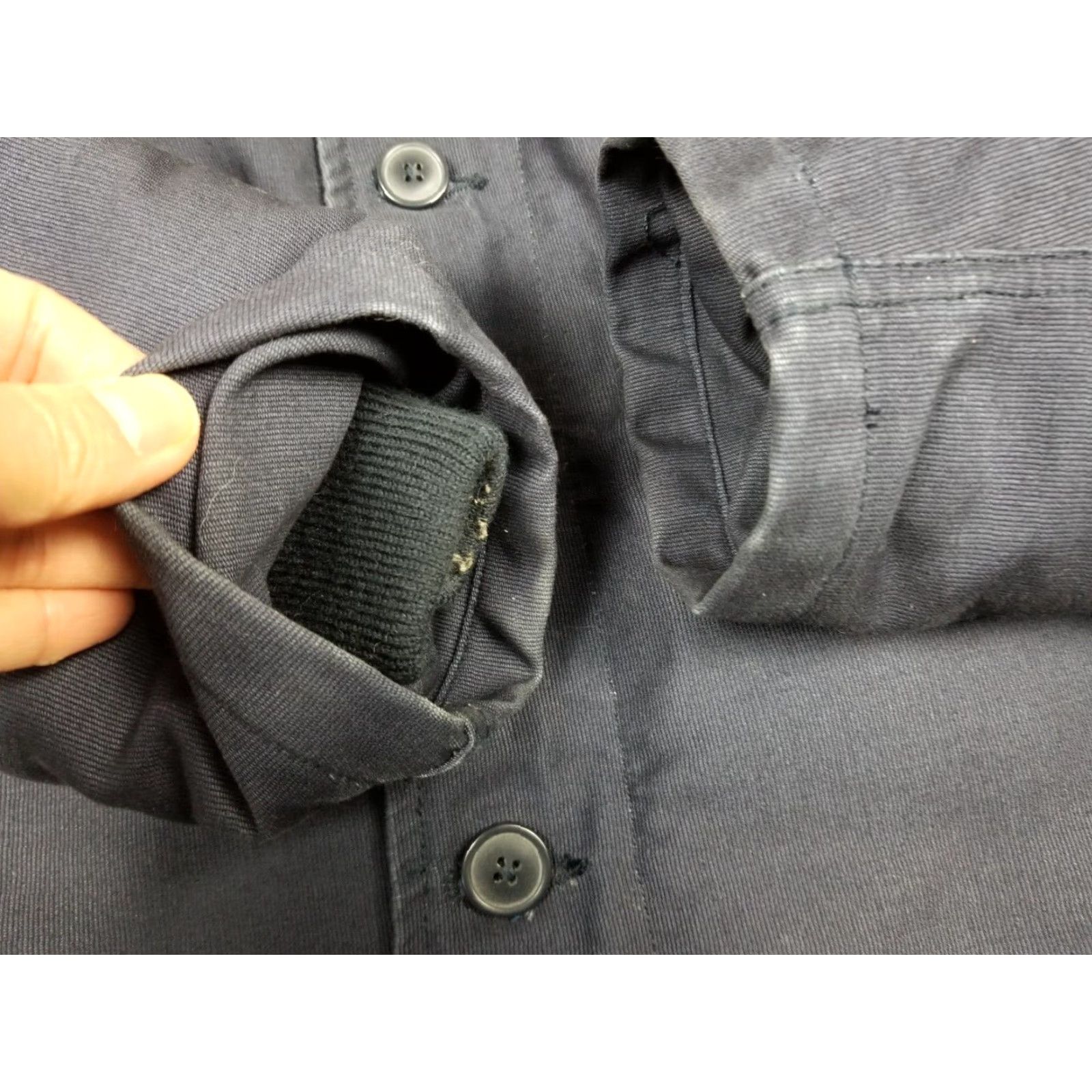Vintage VINTAGE Unbranded SHIRT JACKET NAVY 40 Mens WWII N-1 Deck Jacket Lined Cotton Cross Shoulder 26in 25in 18in 20in 26in Size US XXS / EU 40 - 5 Thumbnail