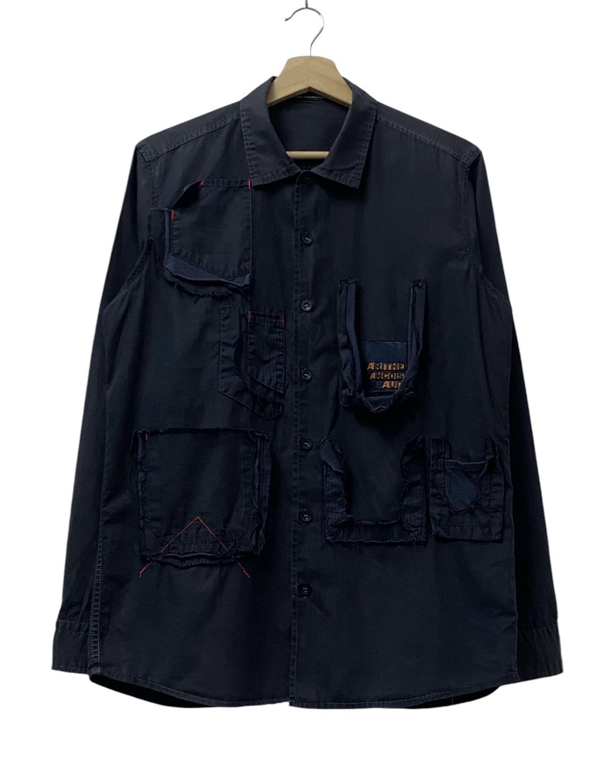 Japanese Brand × Marithe + Francois Girbaud × Vintage Vtg Marithe Francois Girbaud Ripped Pocket Button Ups Shirt Size US M / EU 48-50 / 2 - 1 Thumbnail