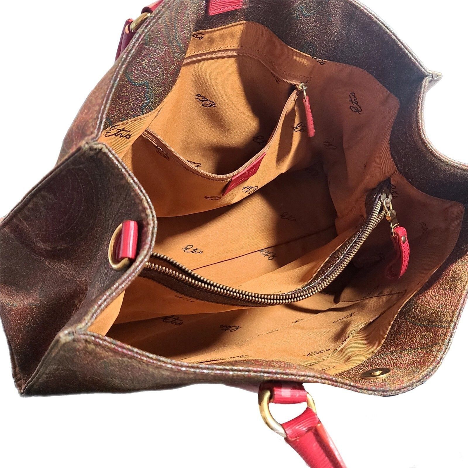 Etro Etro | Paisley Print Coated Canvas & Pink Leather Handbag Size ONE SIZE - 8 Thumbnail