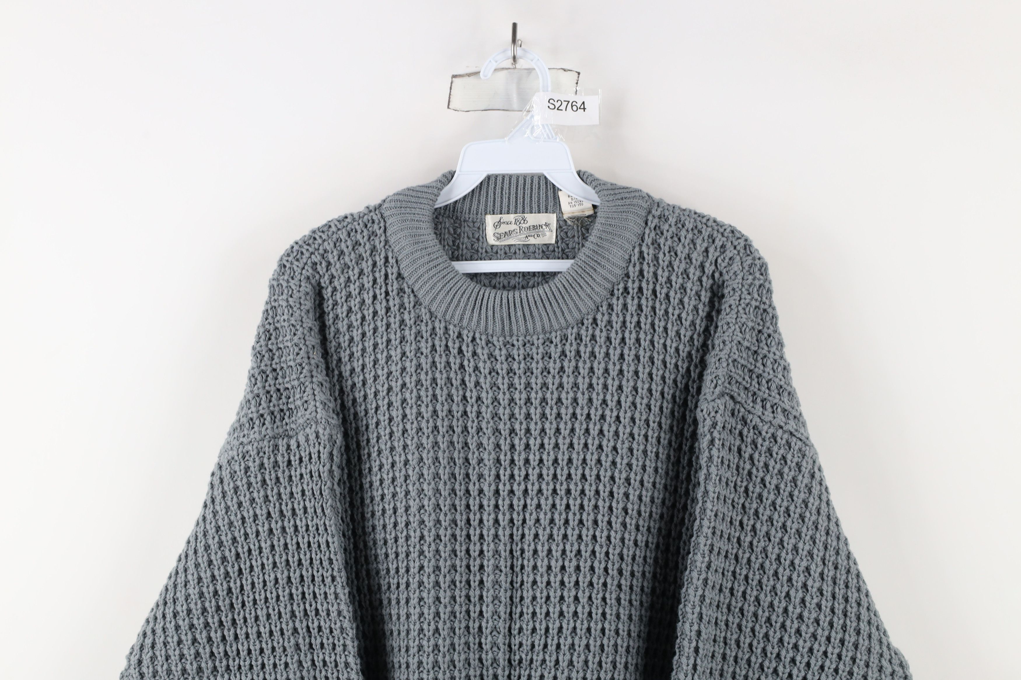 Vintage Vintage 90s Streetwear Thermal Waffle Knit Sweater Gray Size US L / EU 52-54 / 3 - 2 Thumbnail