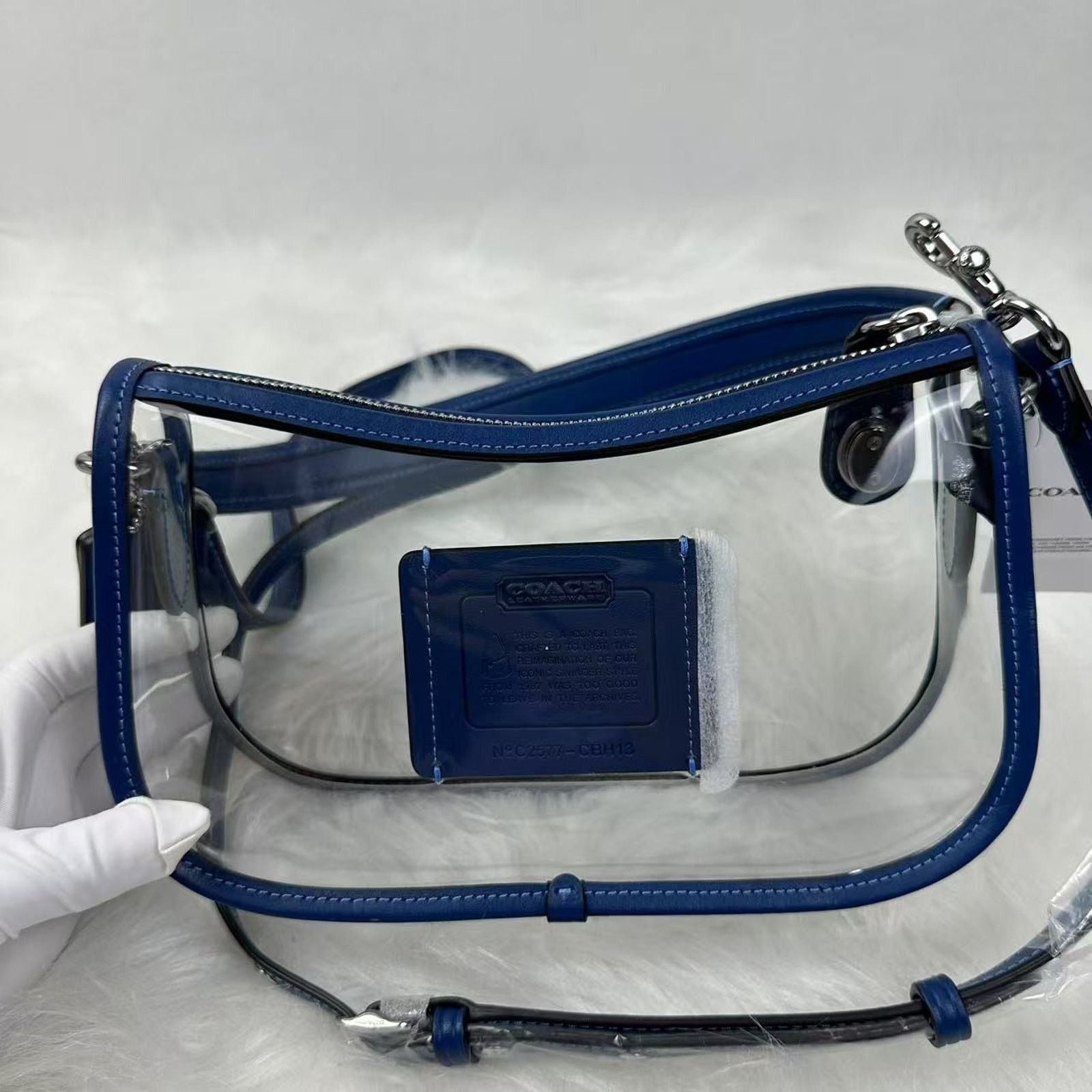 Coach Coach Stadium Swinger Clear PVC Dust CBH13 Silver/True Blue Size ONE SIZE - 3 Thumbnail
