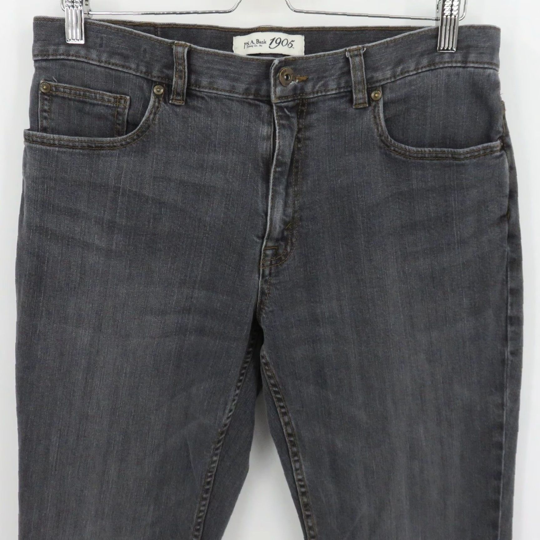 Vintage Jos A Bank Men Denim Jeans 34W 32L Tailored Fit Gray Cotton Blend 5-Pocket Design Straight Jeans Men Size US 34 / EU 50 - 2 Thumbnail