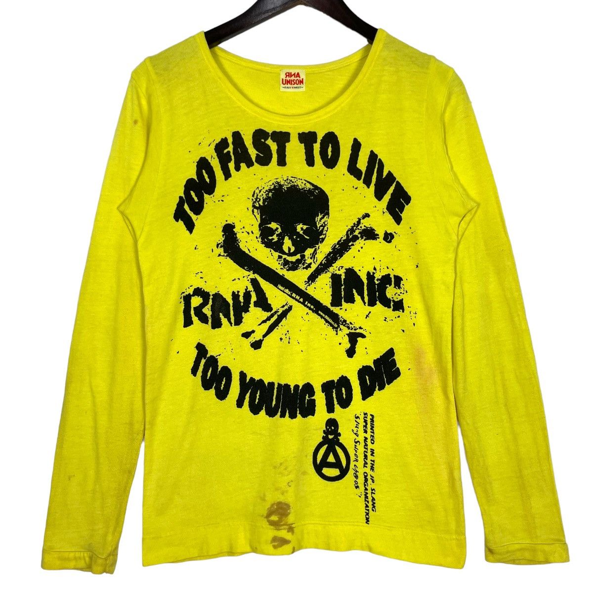 image of Malcolm Mclaren Rna Unison Long Sleeve Rock Punk Anarchist in Yellow (Size Small)