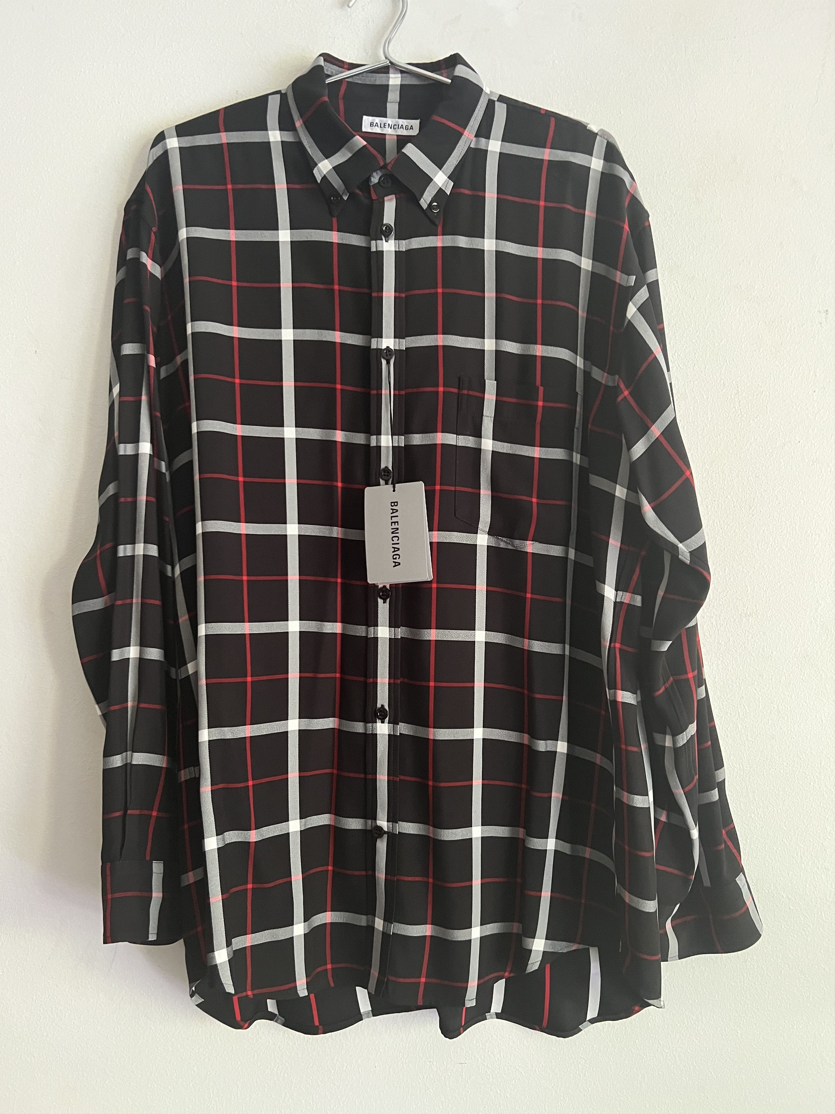 Balenciaga Balenciaga Oversize Logo Print Check Shirt Size US S / EU 44-46 / 1 - 4 Thumbnail