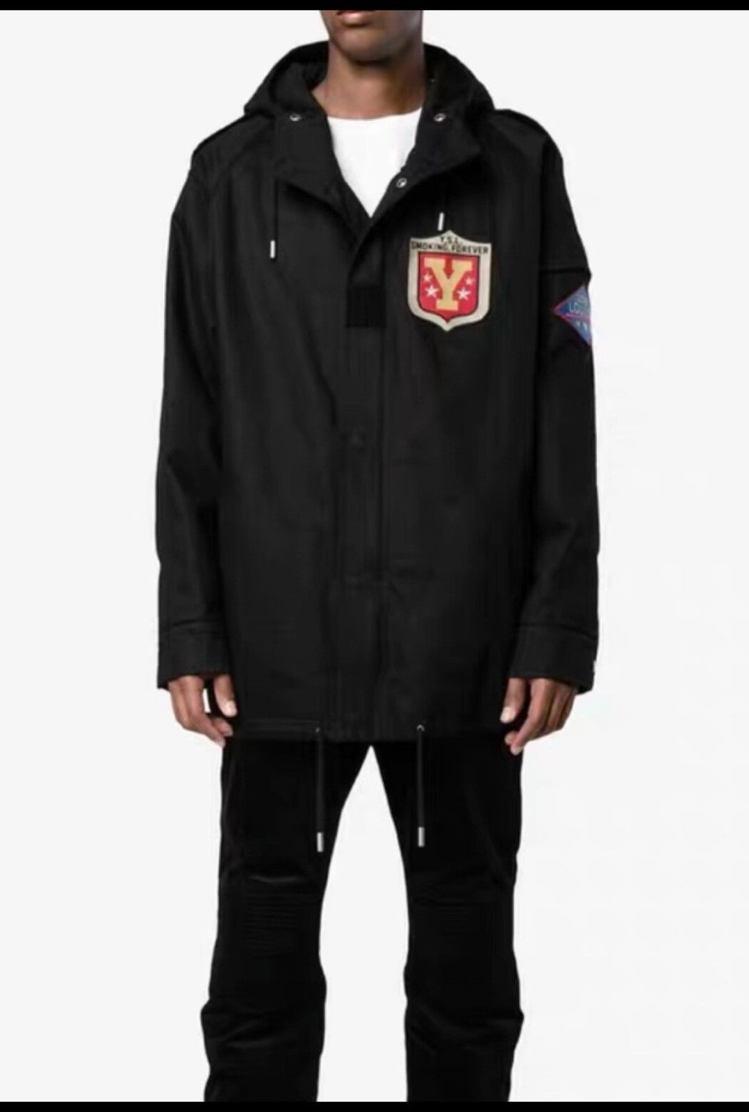 Saint Laurent Paris Saint Laurent Black Parka Coat Badge Patches Cotton Jacket Size US S / EU 44-46 / 1 - 8 Thumbnail
