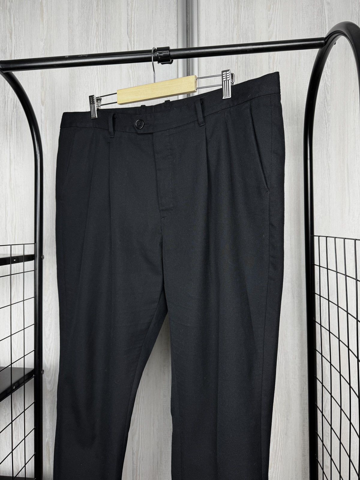Allsaints AllSaints Cropped Trousers Black Tallis Pleated Cotton Wool Size US 40 / EU 56 - 4 Thumbnail