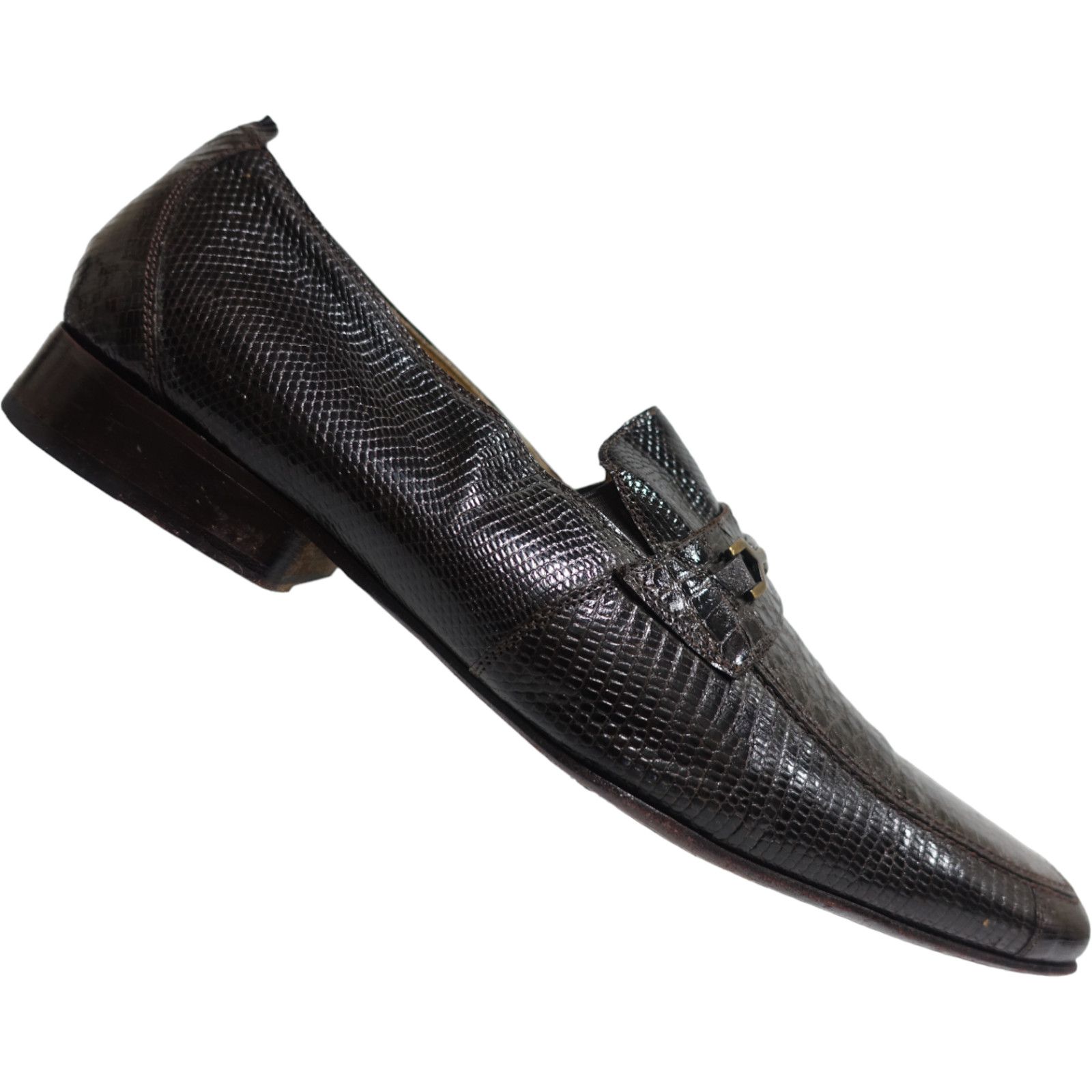 Vintage Exotic Lizard Men\'s 16 David Eden Italy Black Suede Dress Shoes Loafers Vintage David Eden Exotic Black Crocodile and | Mercari main image 2