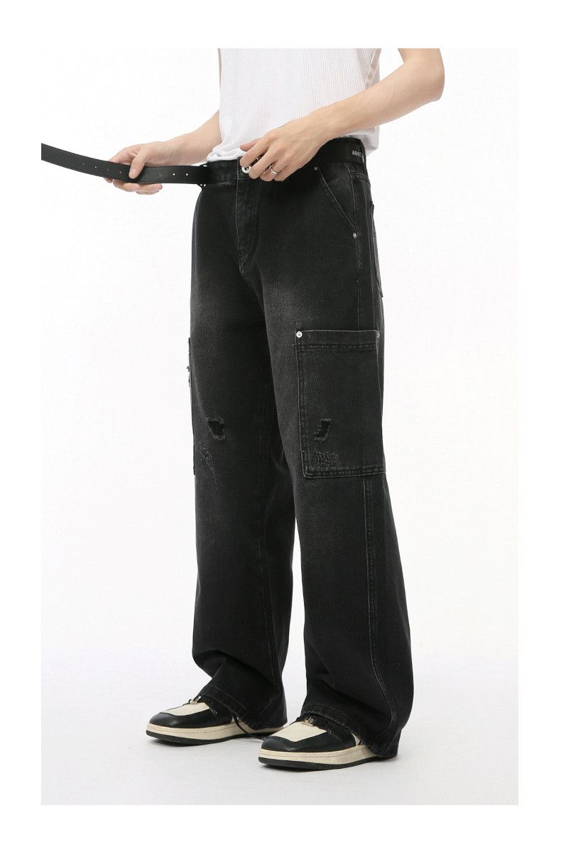 Japanese Brand × Jean Washed ripped side pocket cargo jeans Size US 32 / EU 48 - 3 Thumbnail