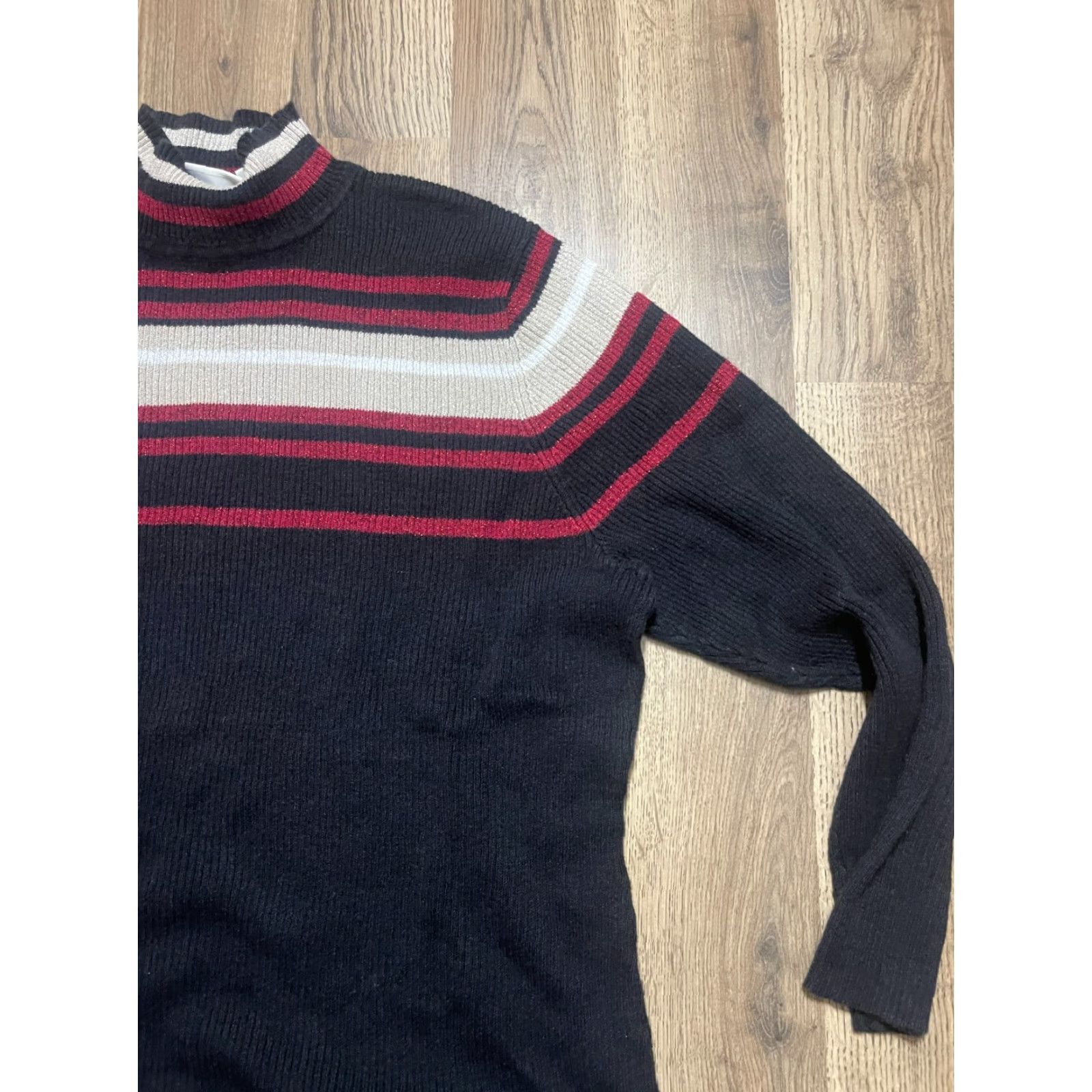 Vintage C.J. Banks Sweater Women's 2X Pullover Turtleneck Red Black White Knit Long Sleeve Casual Fall Spring Summer Vintage: No Size XXL / US 16-18 / IT 52-54 - 4 Thumbnail