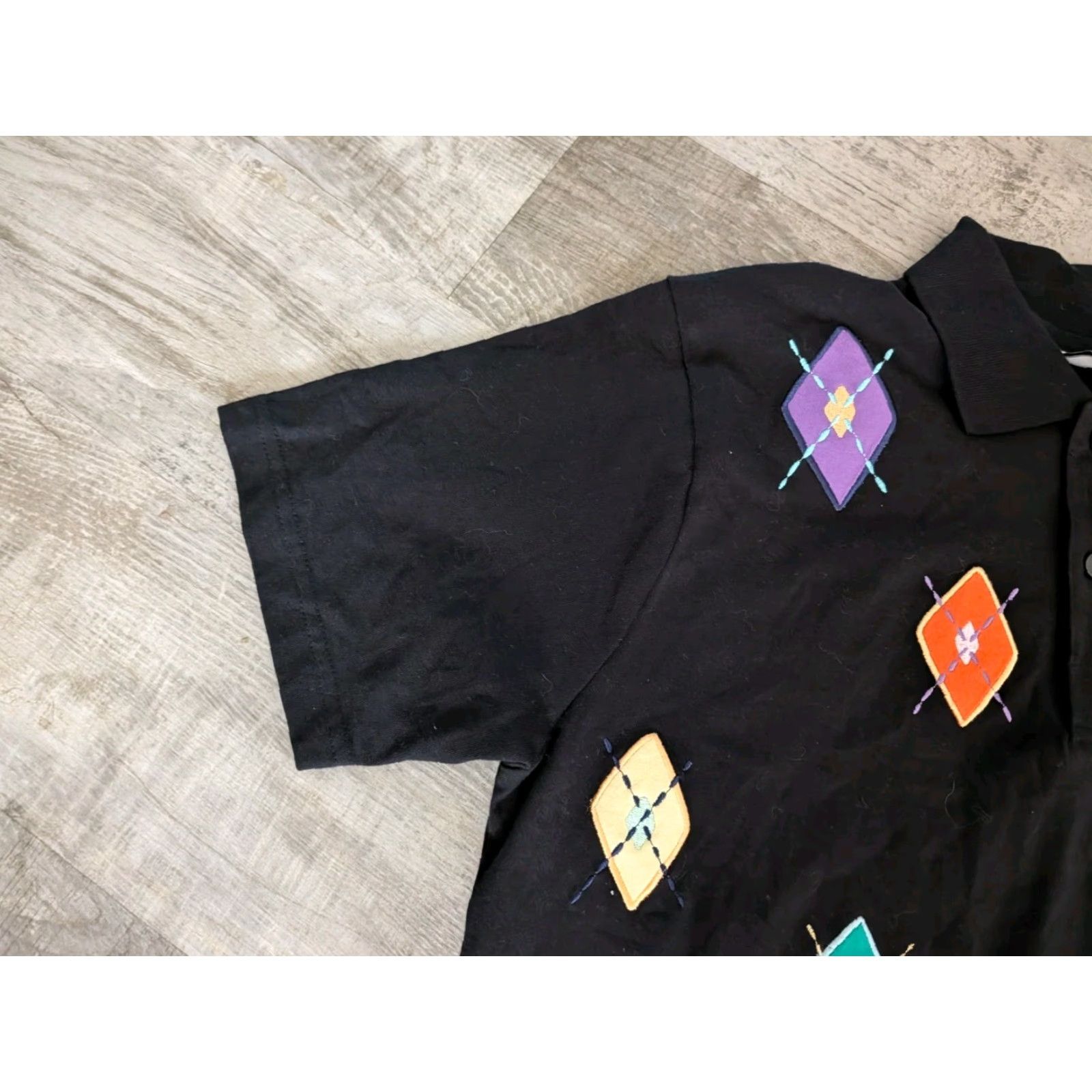 Teddy Fresh Teddy Fresh Polo Shirt Mens S Black Argyle Embroidered Applique Short Sleeve Adult Small Black 100% Cotton Modern Preppy Logo Lightweight Size US S / EU 44-46 / 1 - 4 Thumbnail