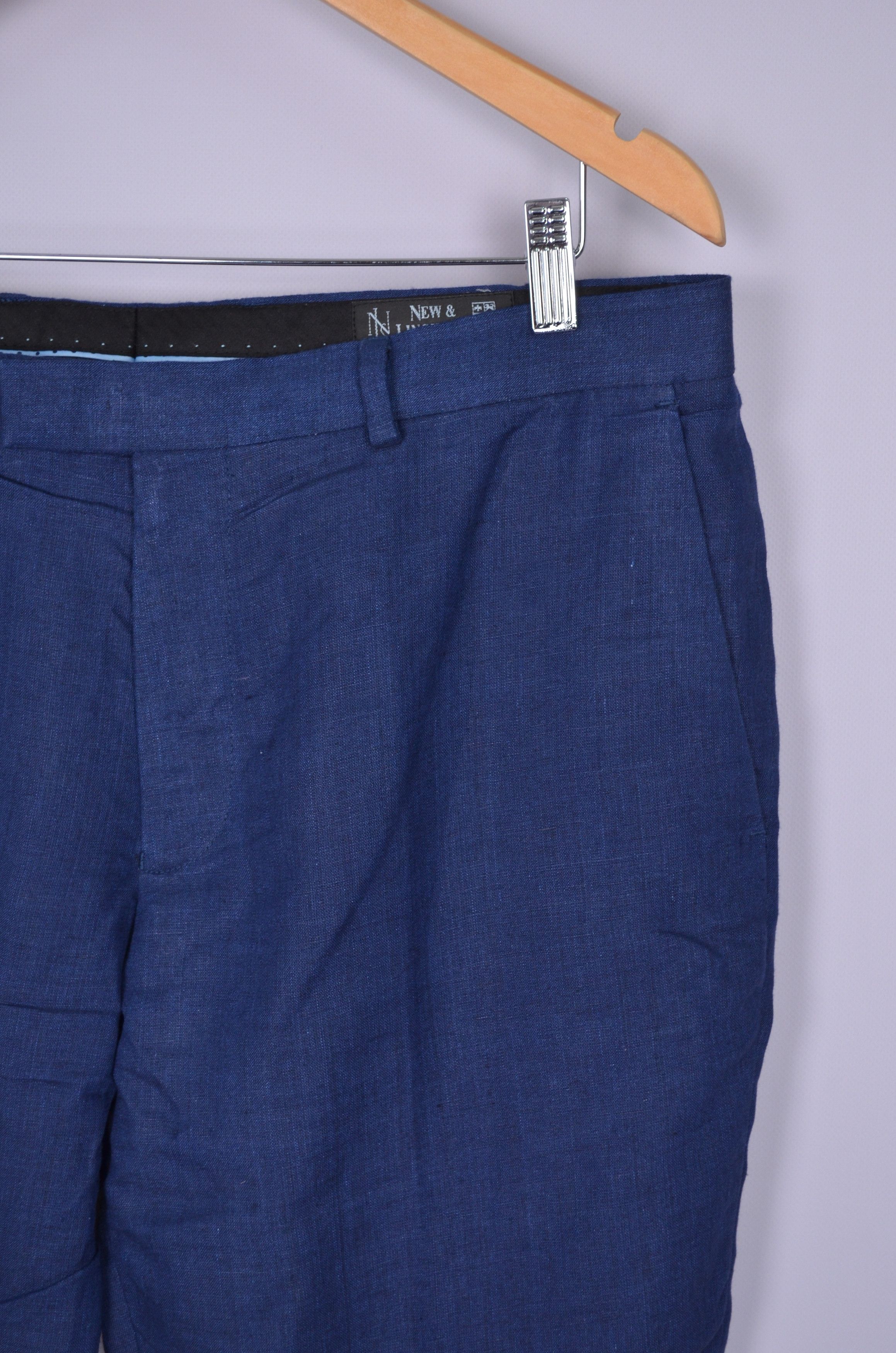 Designer × New & Lingwood New & Lingwood Navy Pleated Linen Pants Trousers W34 L32 Size US 34 / EU 50 - 4 Thumbnail