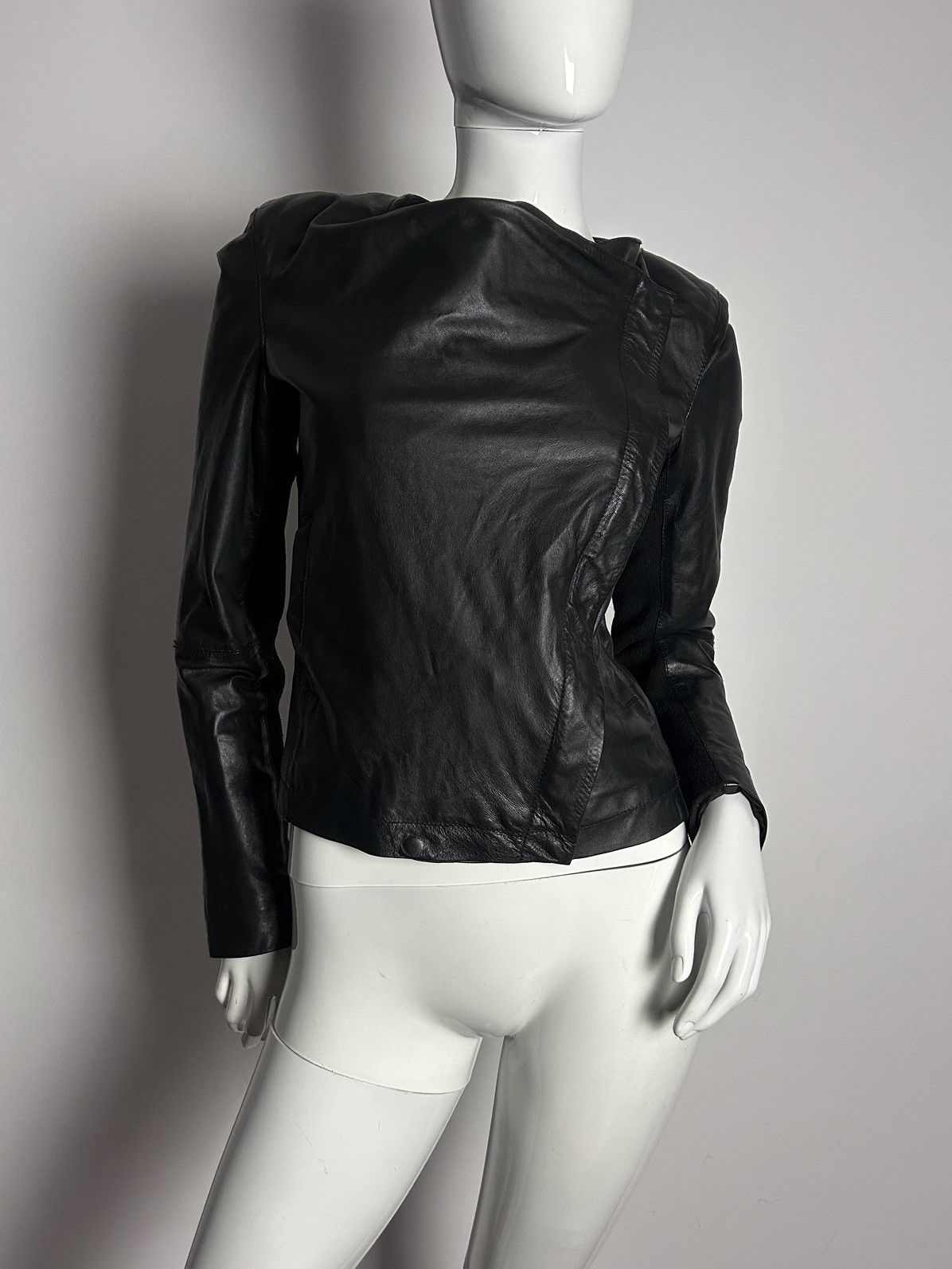 Other French designed leather vintage asymmetric jacket Size S / US 4 / IT 40 - 2 Thumbnail