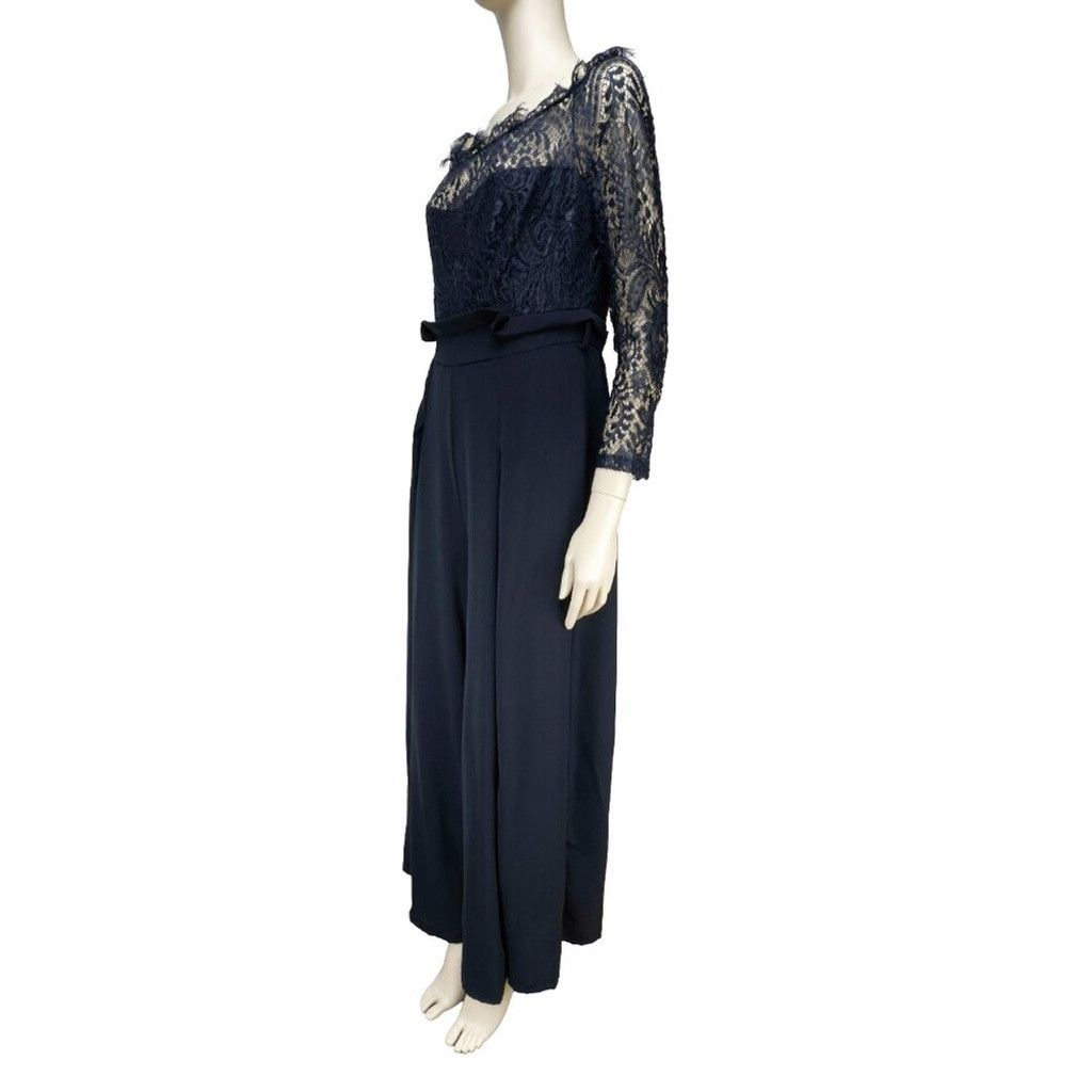 Other Wedding Guest Mother of bride Navy Lace Bardo Top Jumpsuit L Size 30" / US 8 / IT 44 - 5 Thumbnail