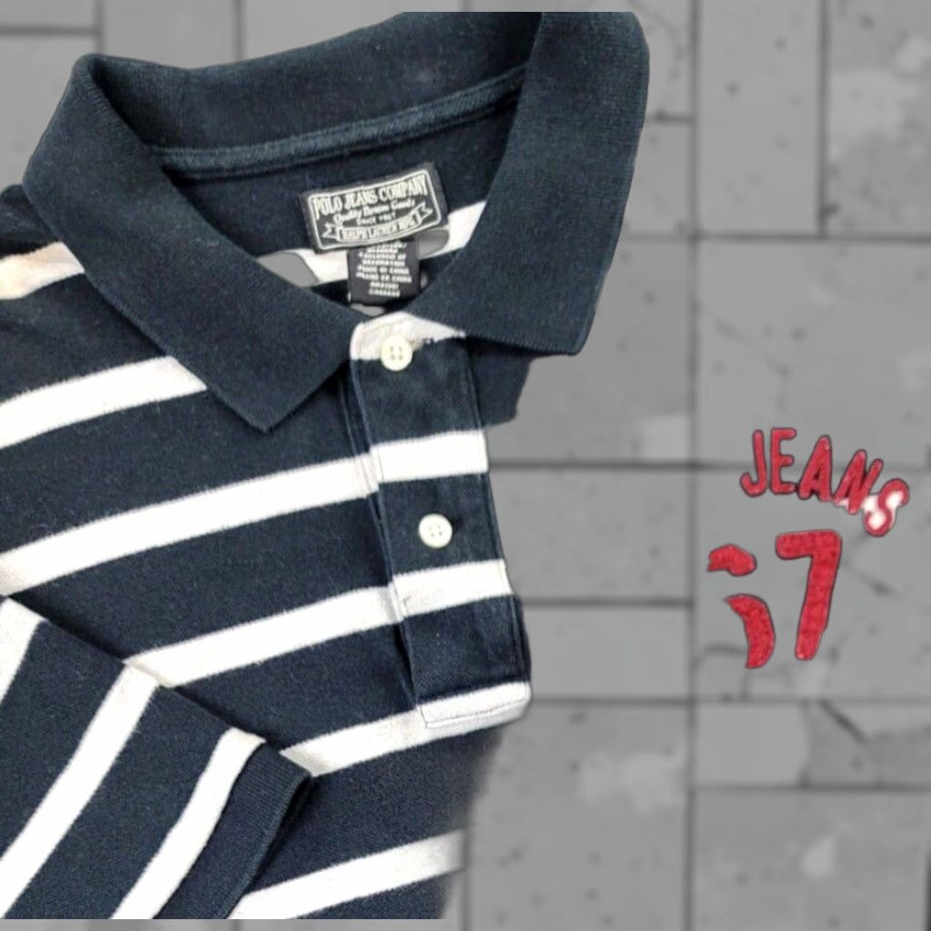 Polo Ralph Lauren Polo Ralph Lauren Polo Shirt Mens XL Black Gray 90s Polo Jeans Company Logo Embroidered Stripe Vintage Shirt Size US XL / EU 56 / 4 - 1 Thumbnail