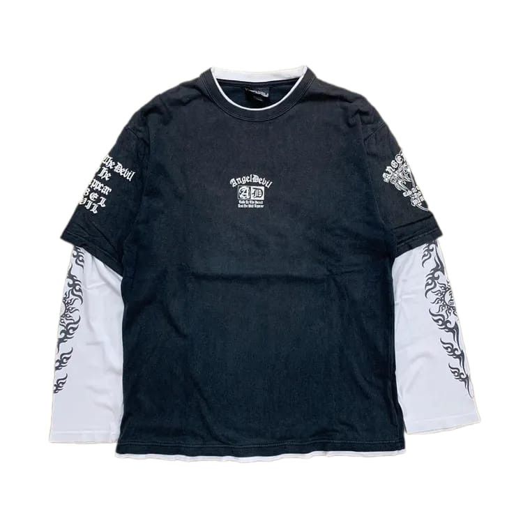 Japanese Brand Y2K Angel Devil Dragon Double Layerd Tee Size US L / EU 52-54 / 3 - 3 Thumbnail