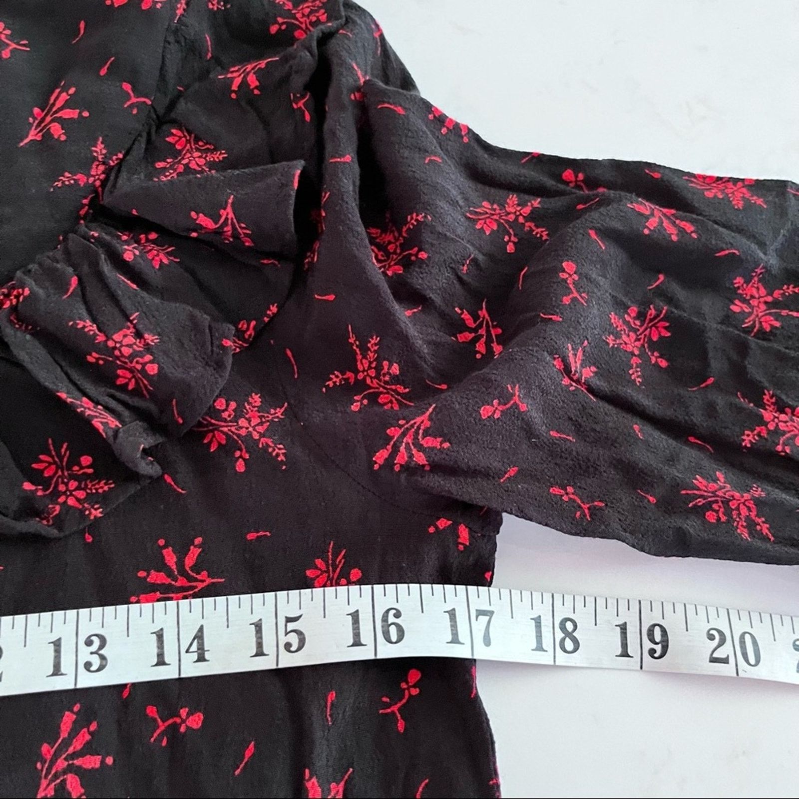 Zara Zara black ruffle mini dress with red floral print sz Small Size S / US 4 / IT 40 - 8 Thumbnail