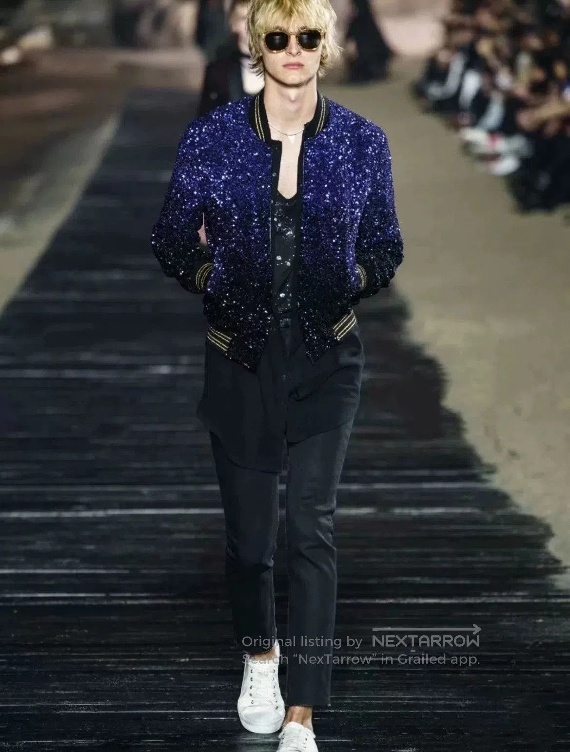 Saint Laurent Paris Saint Laurent Black Blue Gradient Jacket. Size US M / EU 48-50 / 2 - 8 Thumbnail