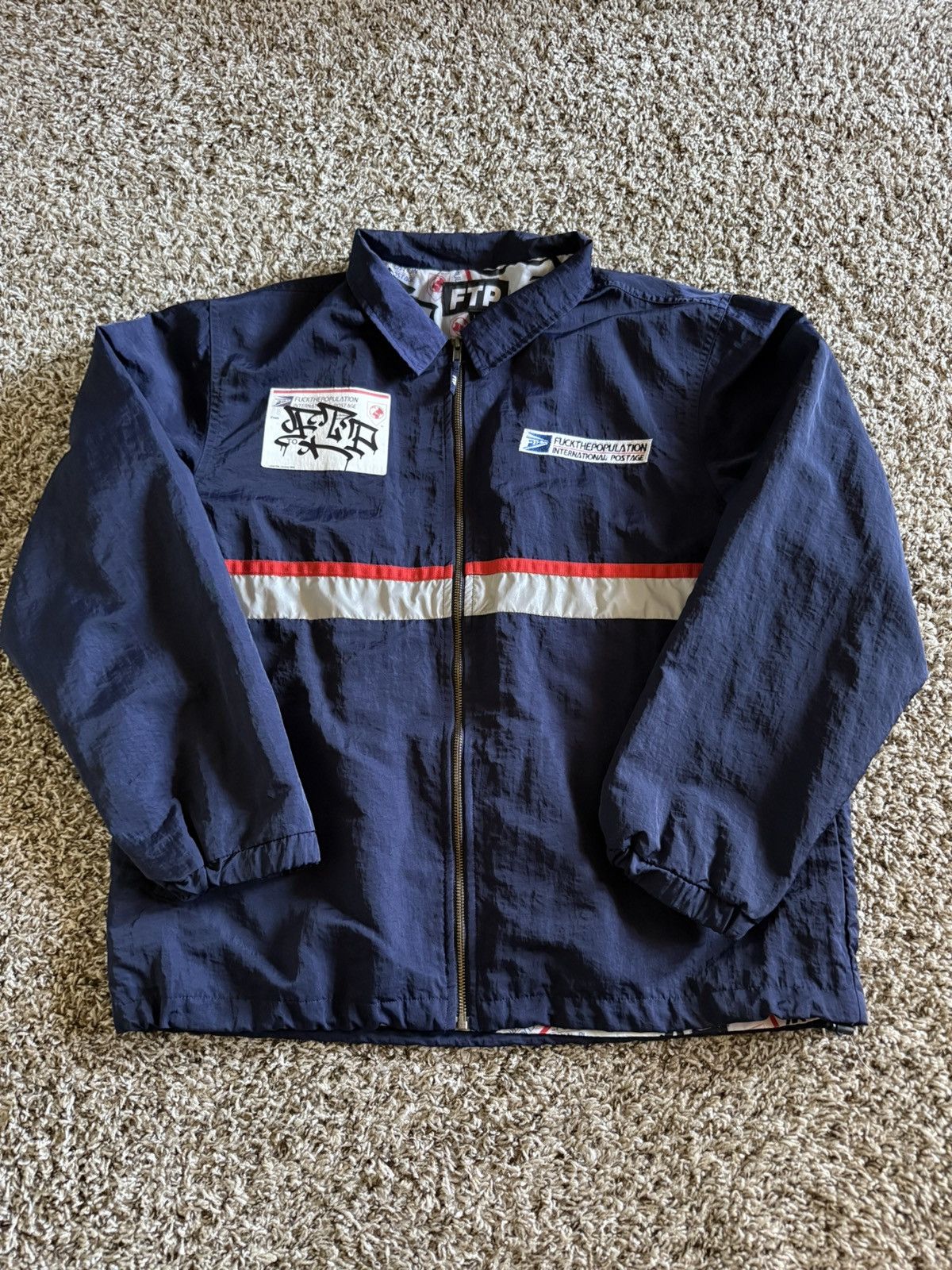 Fuck The Population FTP USPS COACH JACKET LARGE NAVY Size US L / EU 52-54 / 3 - 1 Thumbnail
