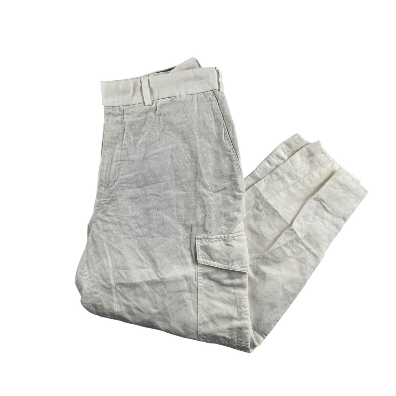 Suitsupply SuitSupply Men’s Linen Blend Blake Cargo Cropped Pants Whit Size US 32 / EU 48 - 1 Thumbnail