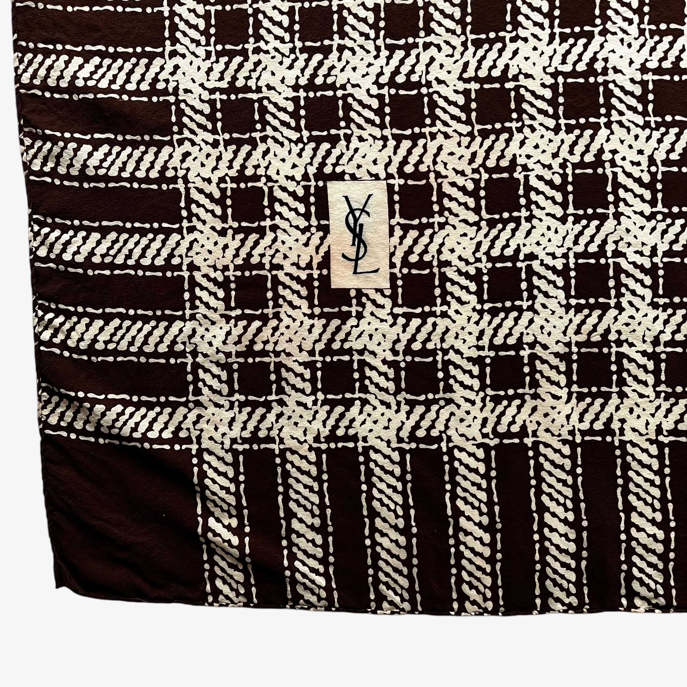 Yves Saint Laurent Vintage 80s Yves Saint Laurent YSL Checkered Silk Scarf Size ONE SIZE - 2 Thumbnail