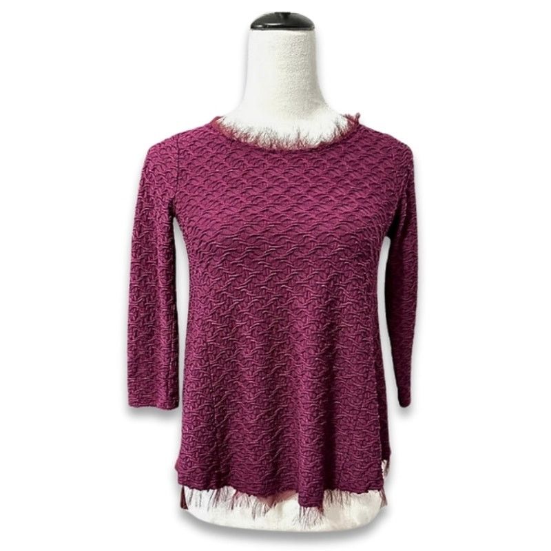 Other Anthropologie Postmark Blouse Fringe 3/4 Sleeves Burgundy XS Size XS / US 0-2 / IT 36-38 - 1 Thumbnail
