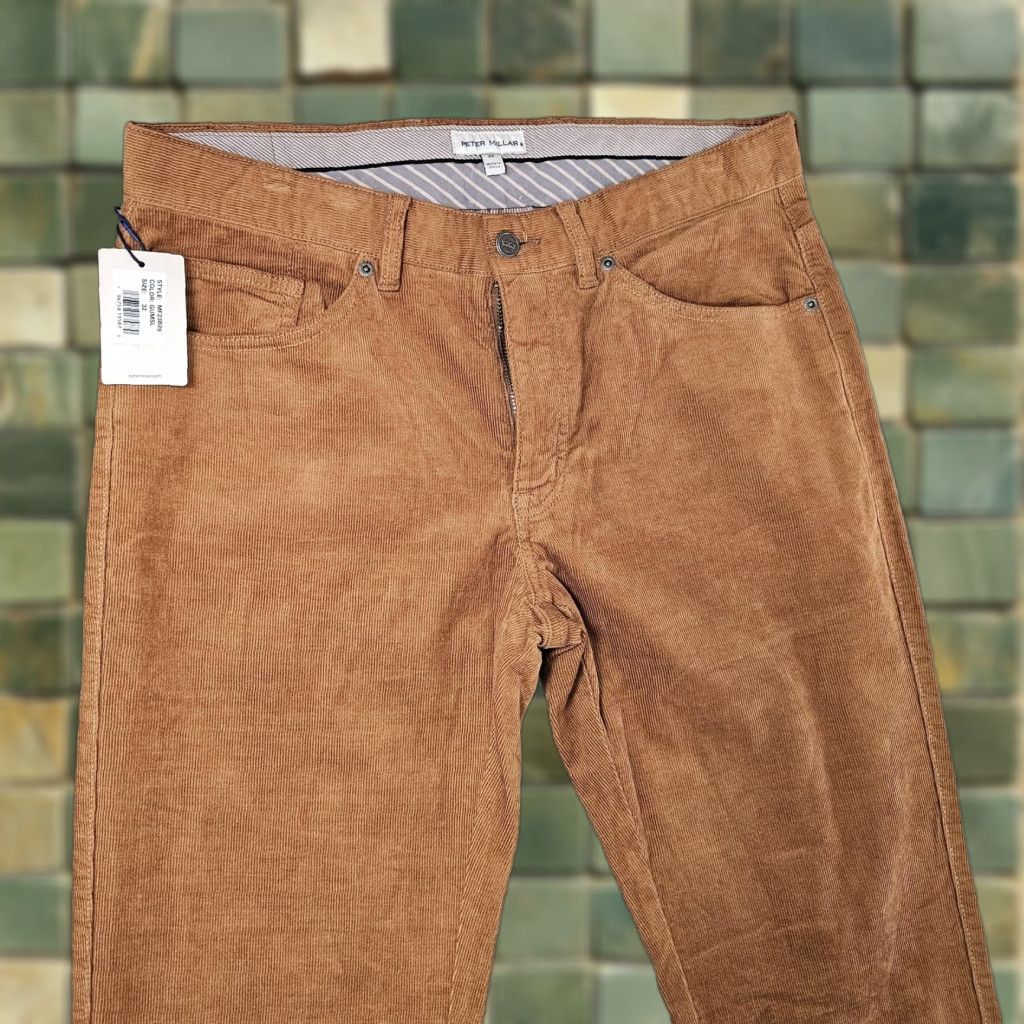 Peter Millar Peter Millar Crown Crafted Corduroy Pants Mens 32x34 Brown Cotton Modal Spandex Straight Flat Front Zip Pockets Logo MF23B29 Size US 32 / EU 48 - 1 Thumbnail